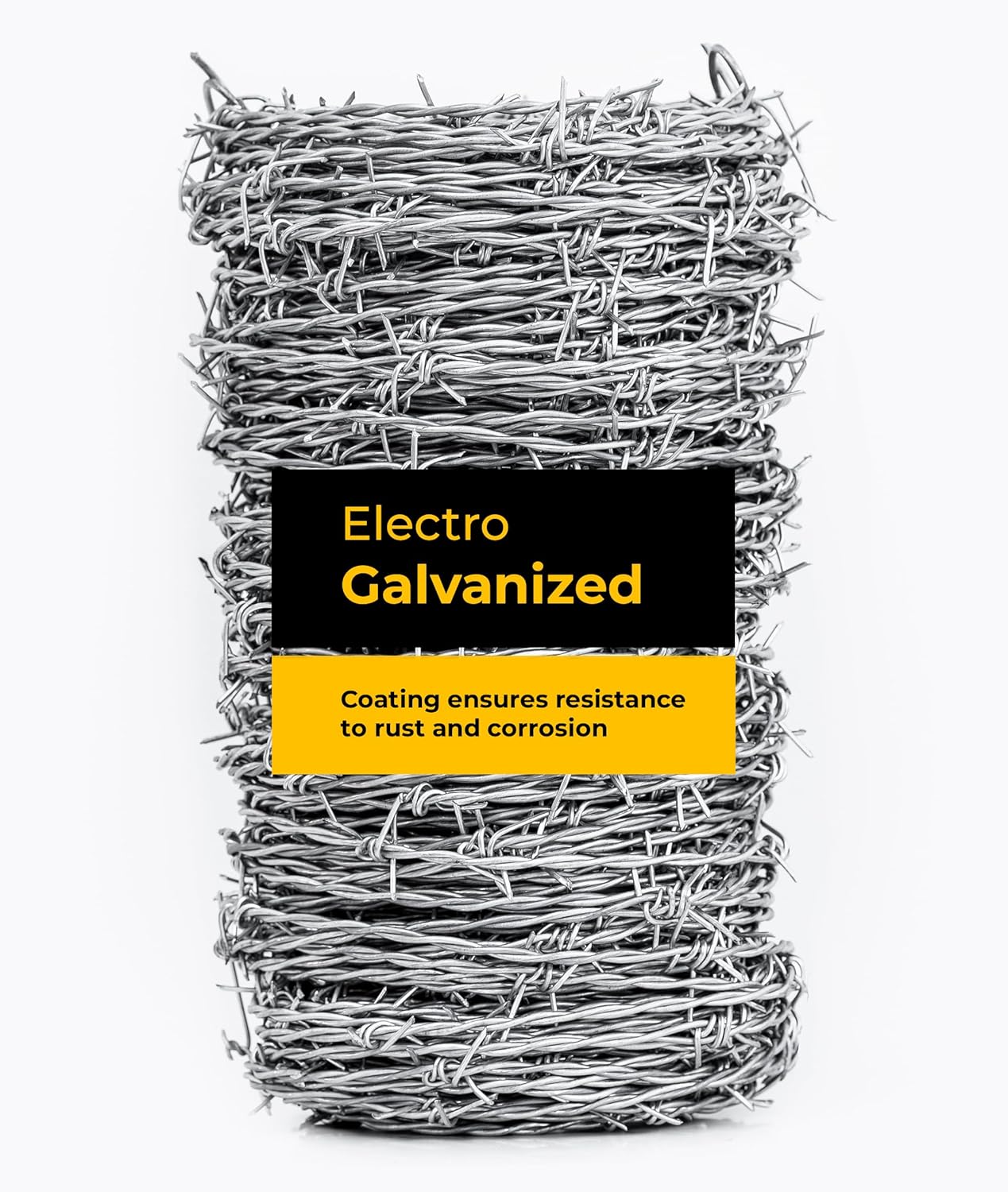 TRAE Barbed Fence Wire 100M (328FT) 15GA 1.7mm | 4-Point Forward & Reverse Twist Barbed Wire | Heavy-Duty Electro Galvanized Steel for Farm, Ranch, Livestock & Property Security Fence