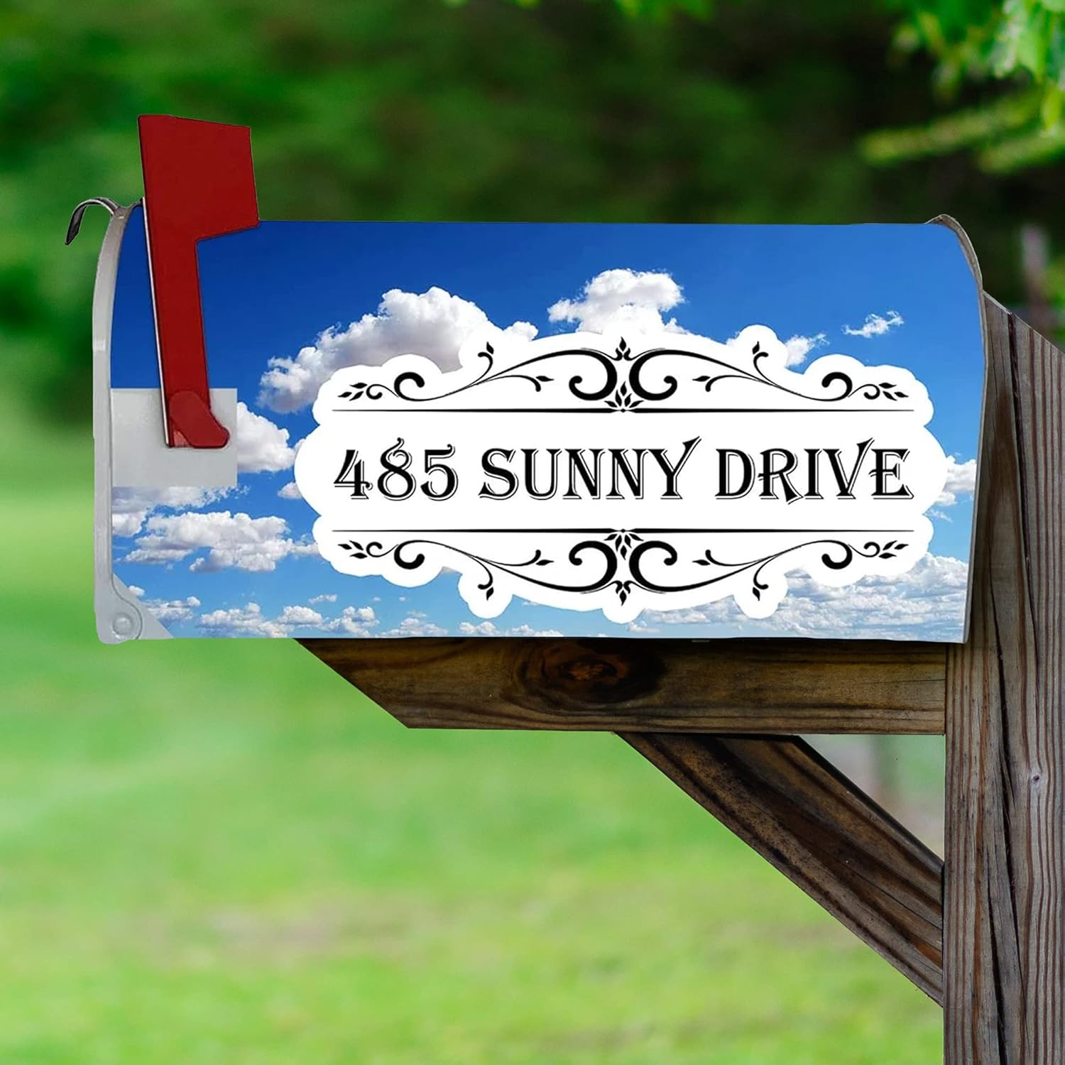 VWAQ Personalized Mailbox Address Magnetic Cover - Clouds Customized Mailbox Decor - PMBM2