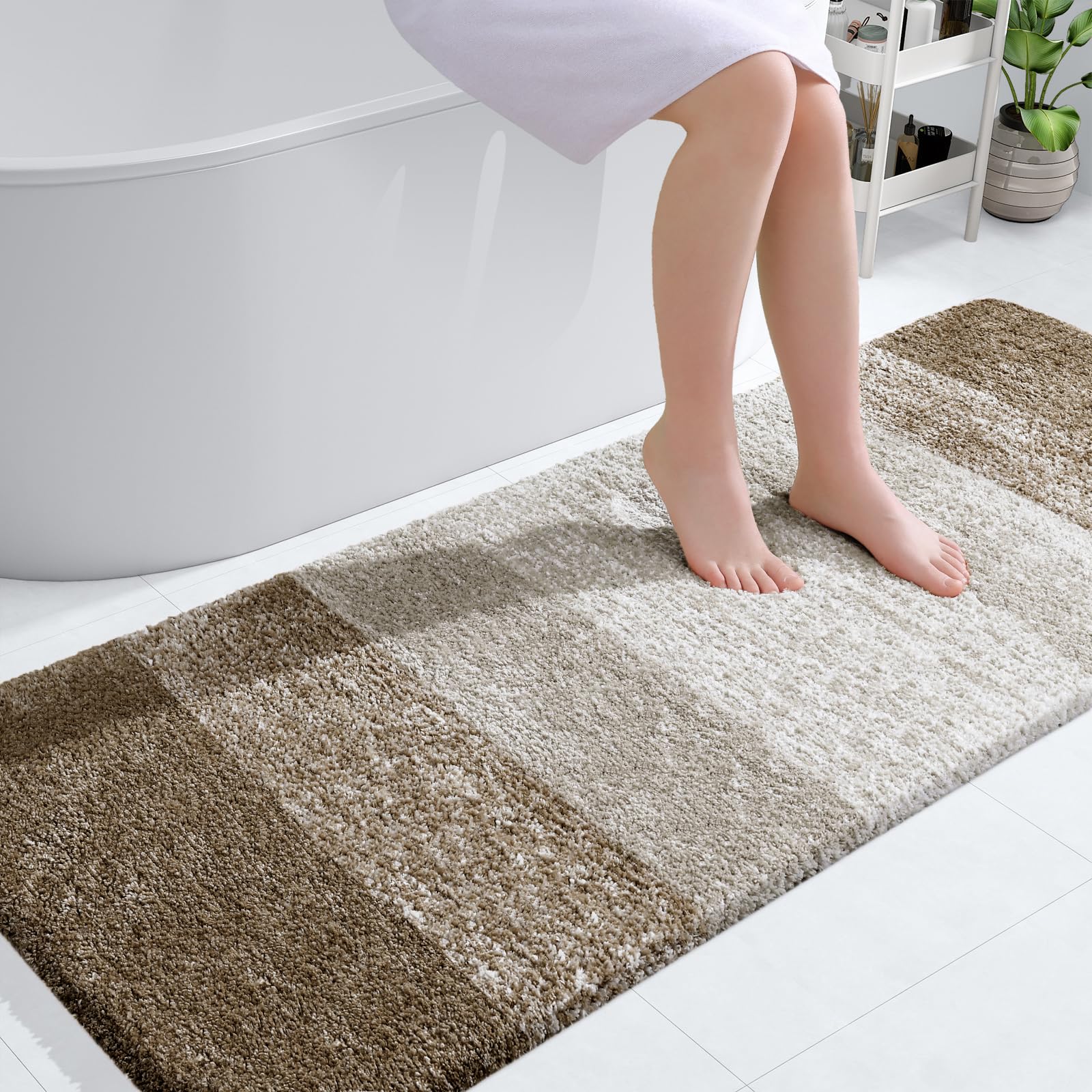 OLANLY Bathroom Runner Rugs 59x24, Extra Soft Absorbent Microfiber Bath Rugs, Rubber Backing, Quick Dry, Machine Washable Bath Mats for Bathroom Floor