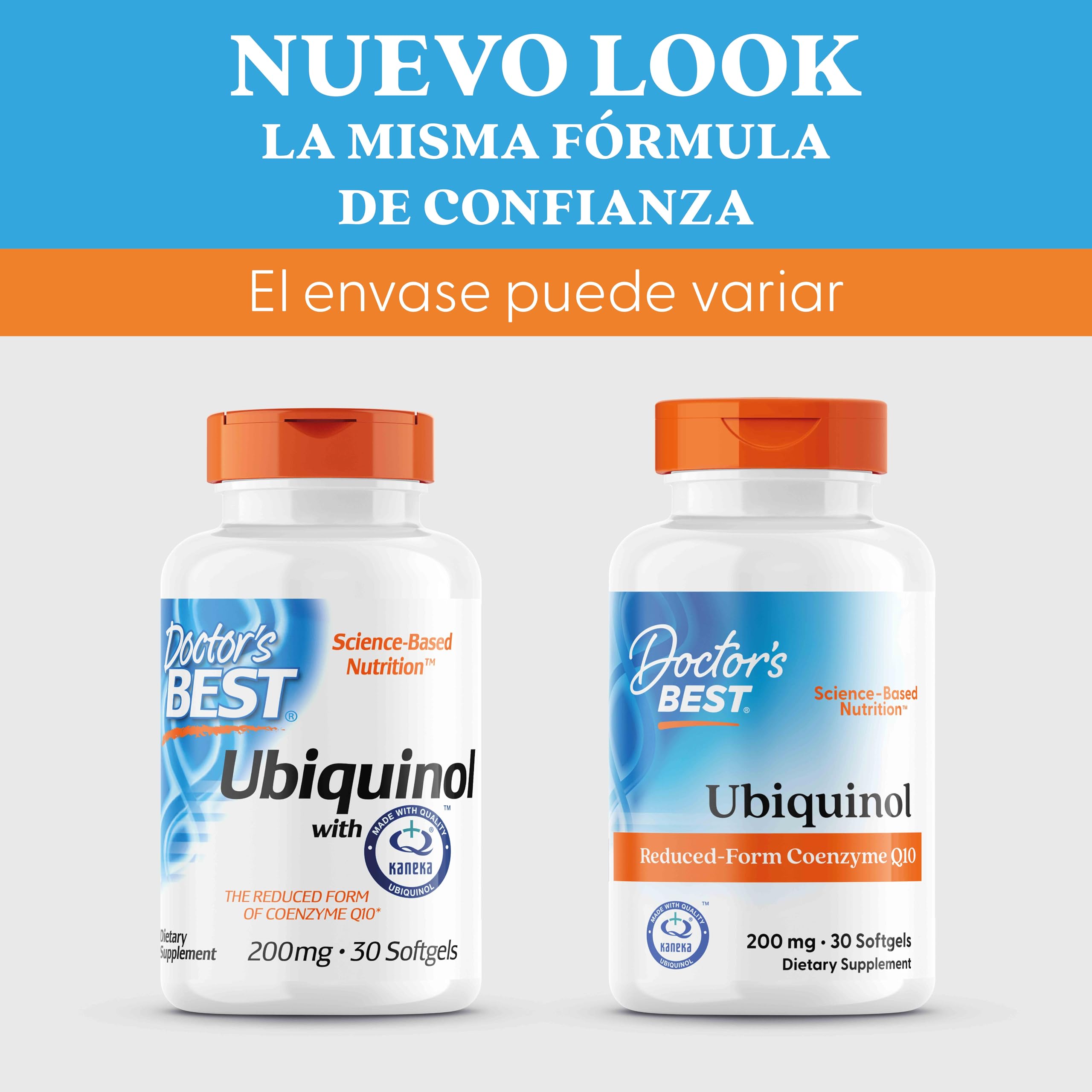 Doctor's Best, Ubiquinol, con Kaneka QH Ubiquinol, 200mg, 30 Cápsulas blandas, Coenzima Q10, Altamente Dosificada, Probada en Laboratorio, Sin Soja, Sin Gluten, no GMO