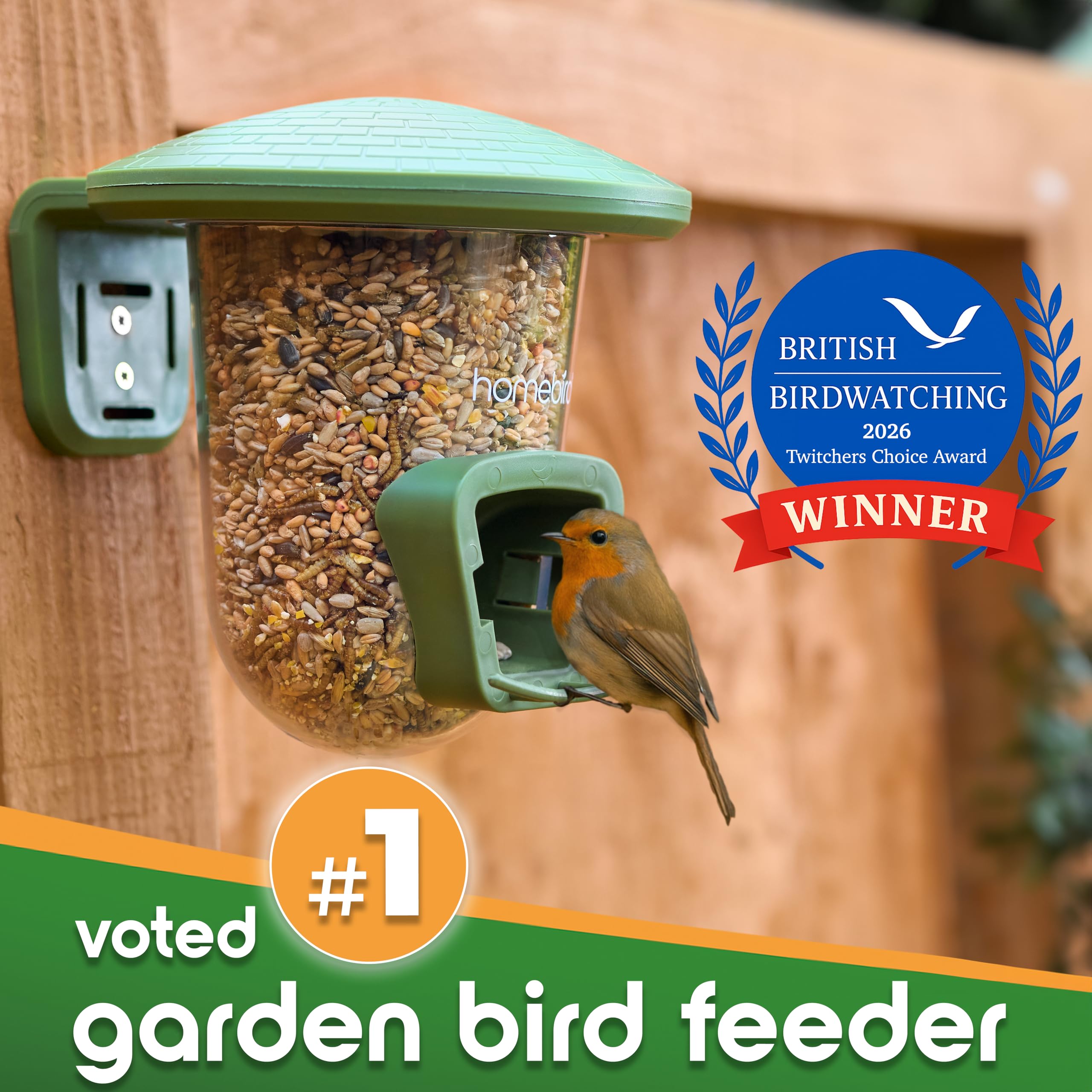 Outdoor Bird Feeders for Small Birds - No Mess Bird Seed Feeder for Fences, Walls, Trees and Balcony – PerchPod for Wild Birds - UK Designed - Perfect Present for Bird Lovers — view 2