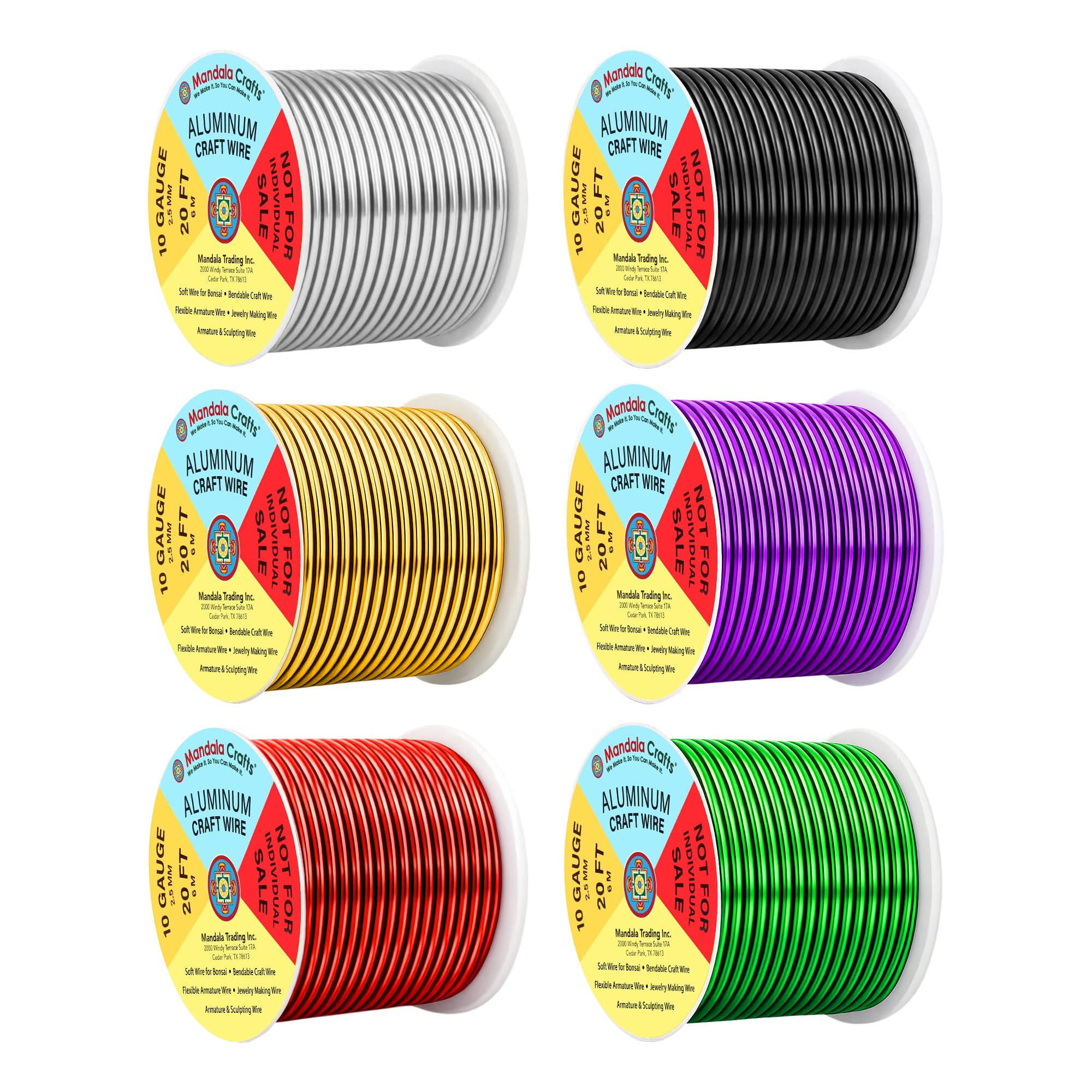 Mandala Crafts 10 GA Silver Black Red Assorted Anodized Aluminum Craft Wire