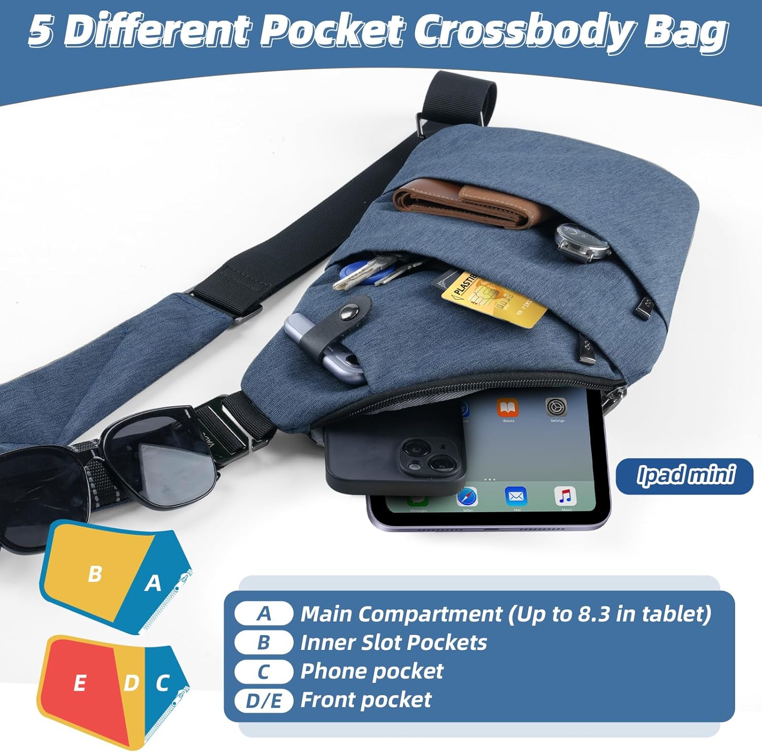 VADOO Sling Bag - Anti-theft Crossbody Shoulder Bag for Men and Women - Image 5