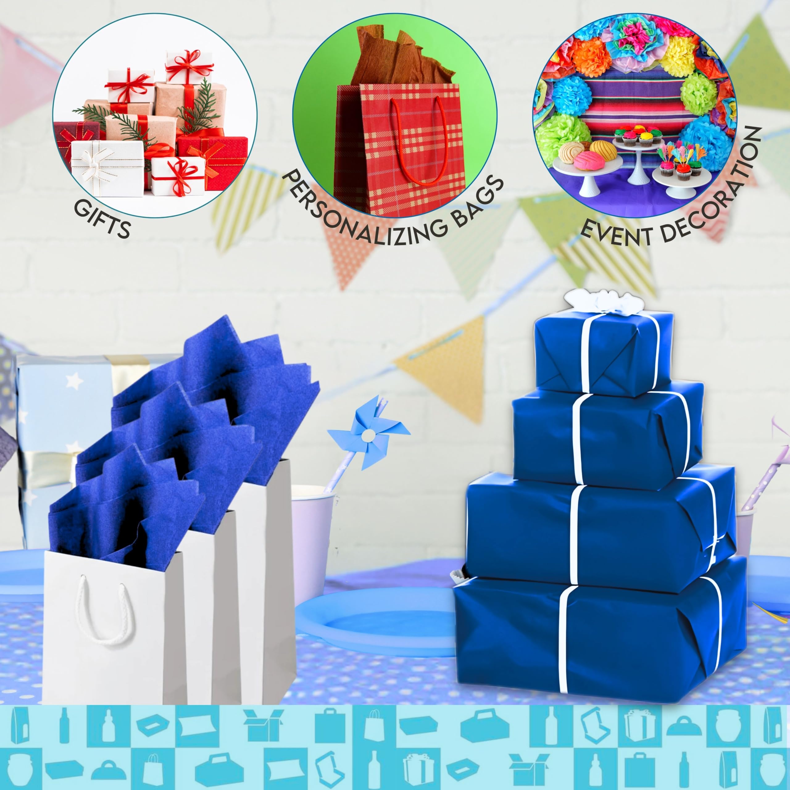 Carta Seta Blueberry Blue (confezione da 500) 50 x 75 cm