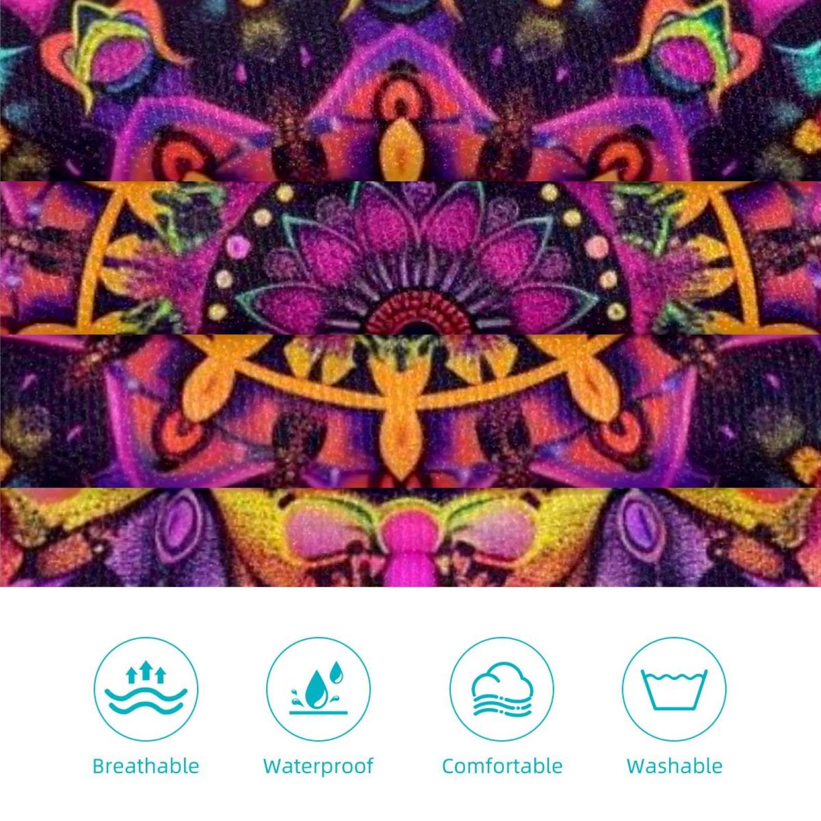 Lot de 2 tabliers de cuisine en lin pour homme et femme - Motif mandala psychédélique - Avec 2 poches réglables - Violet, Mandala psychédélique hippie violet,