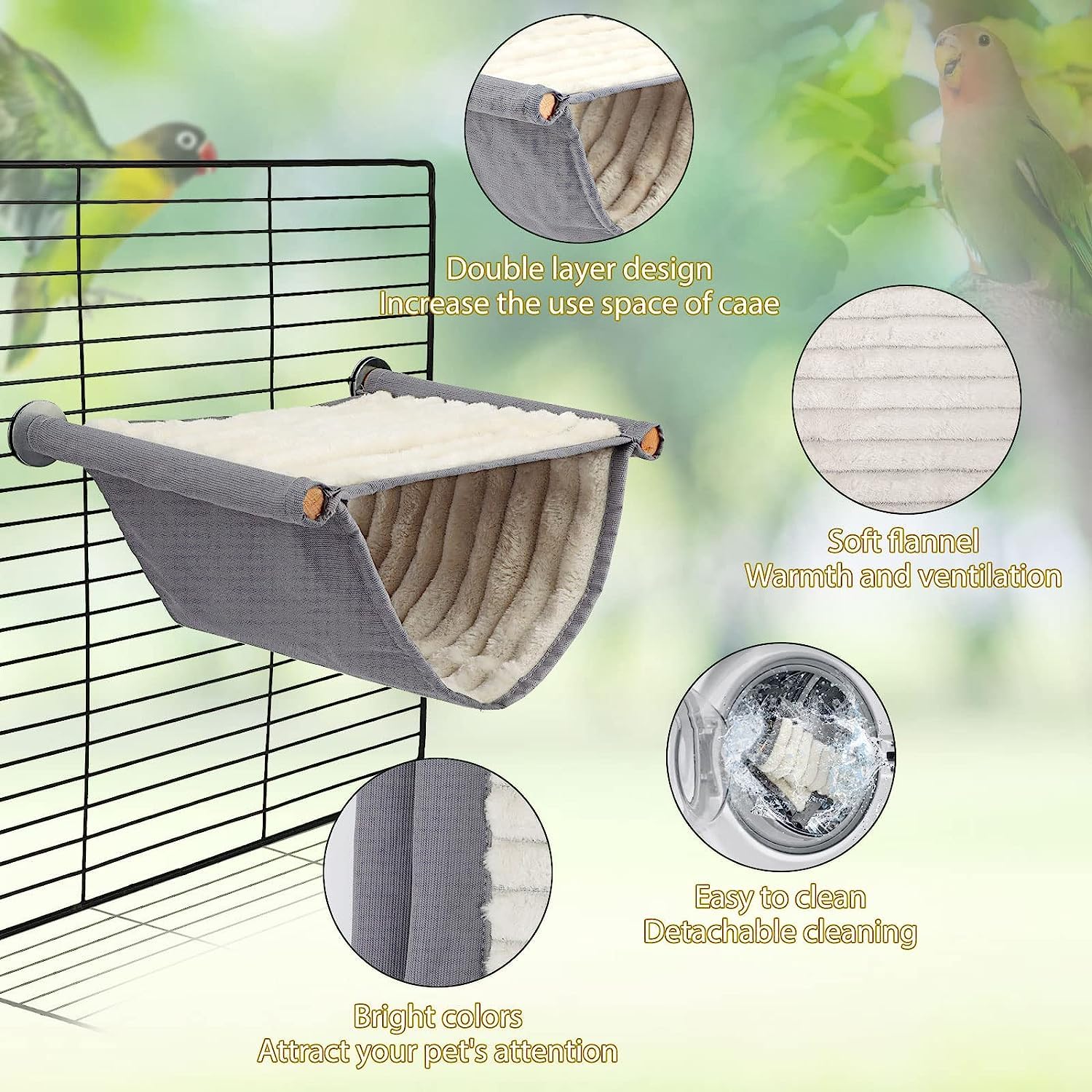 KUTKUT Casa de nido de pájaros para invierno, cálida, para loros, hamaca, tienda de campaña, jaula de pájaros, soporte para loros, periquitos, cacatúas, agapornis, cacatúas, pinzón, hámster,