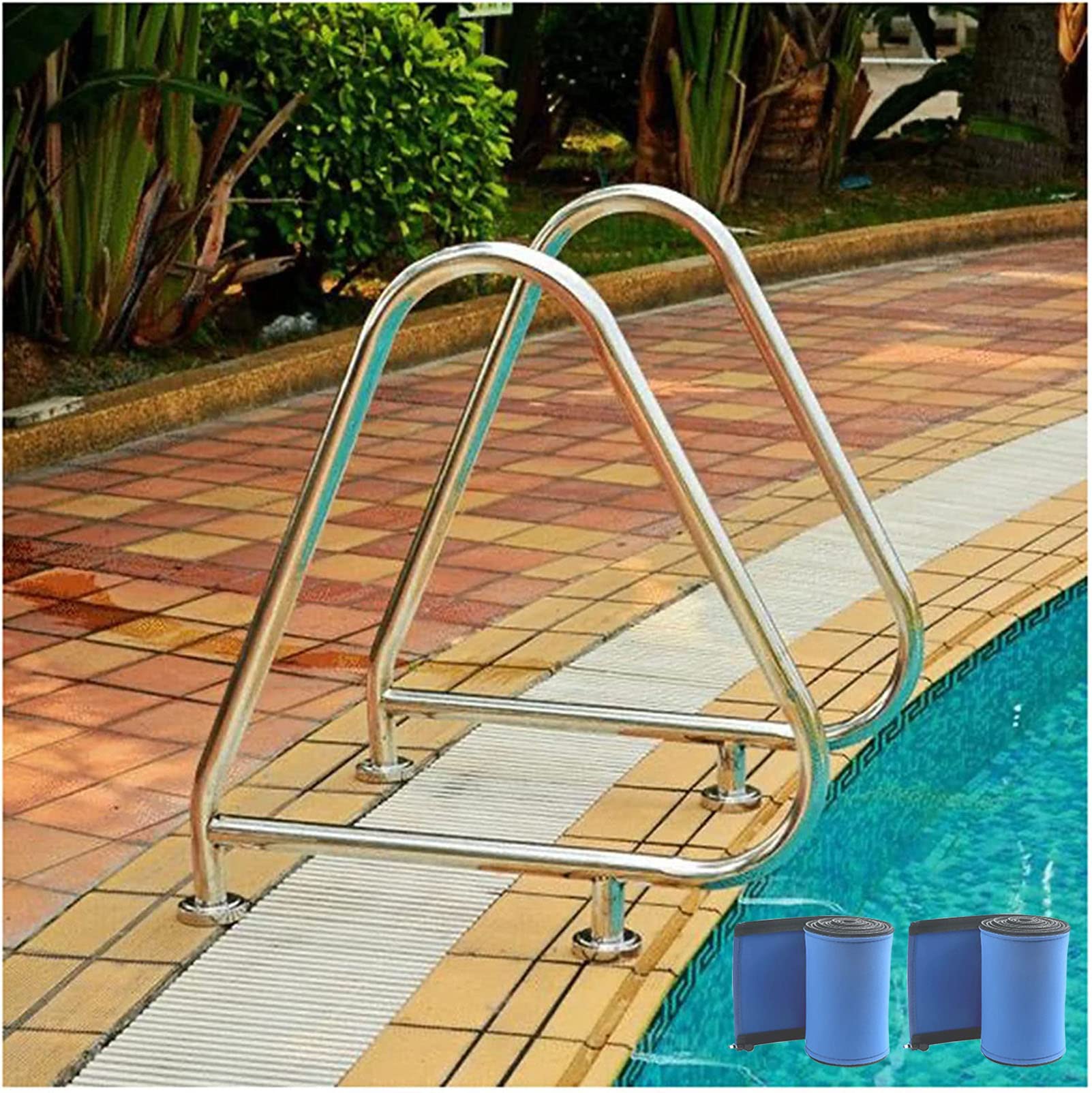 Rampe de piscine inox contre les chutes lot de 2 mains courantes stables de 1,2 m