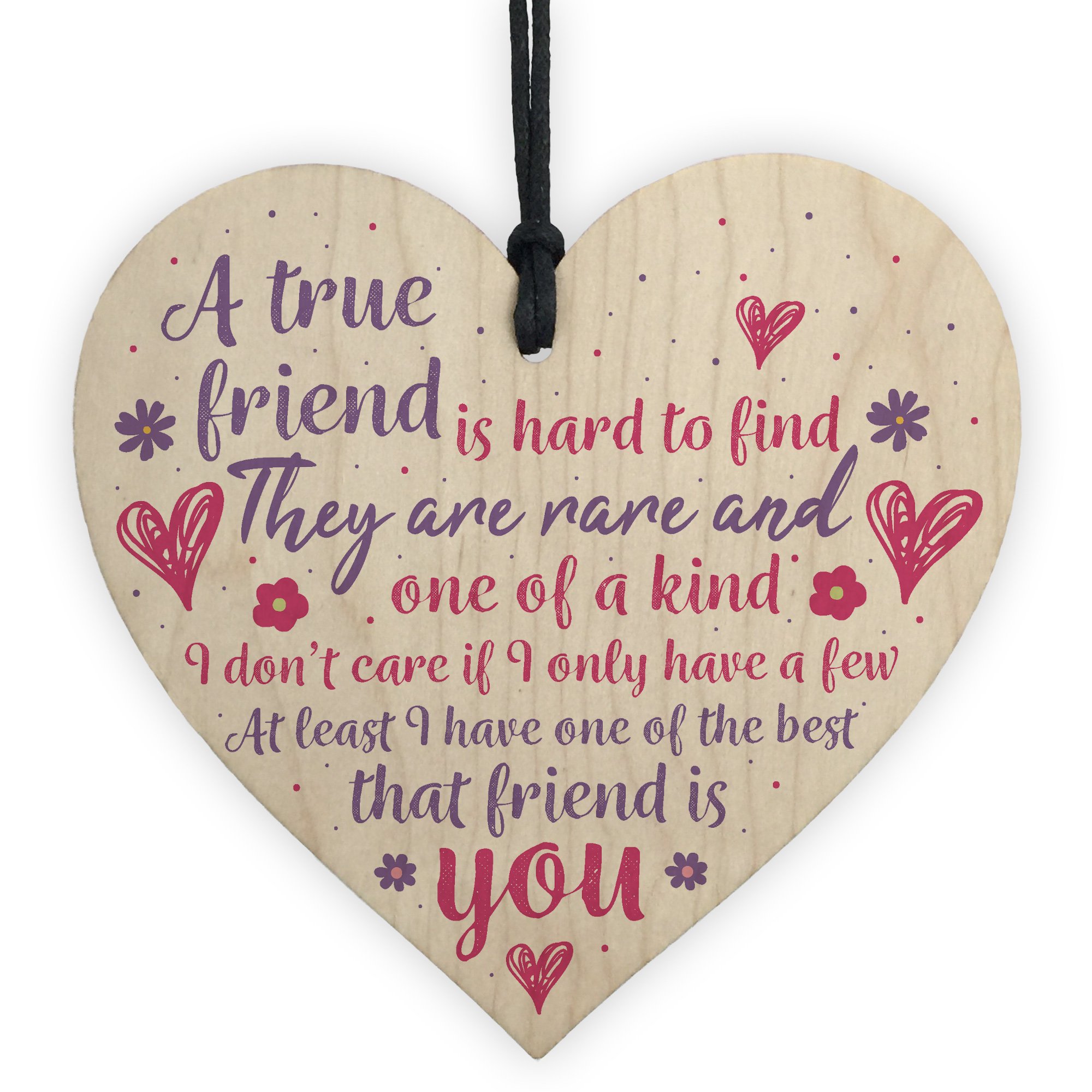 Red Ocean True Friend Friendship Sign Best Friend Plaque Gift Shabby Chic Wood Heart Thank You