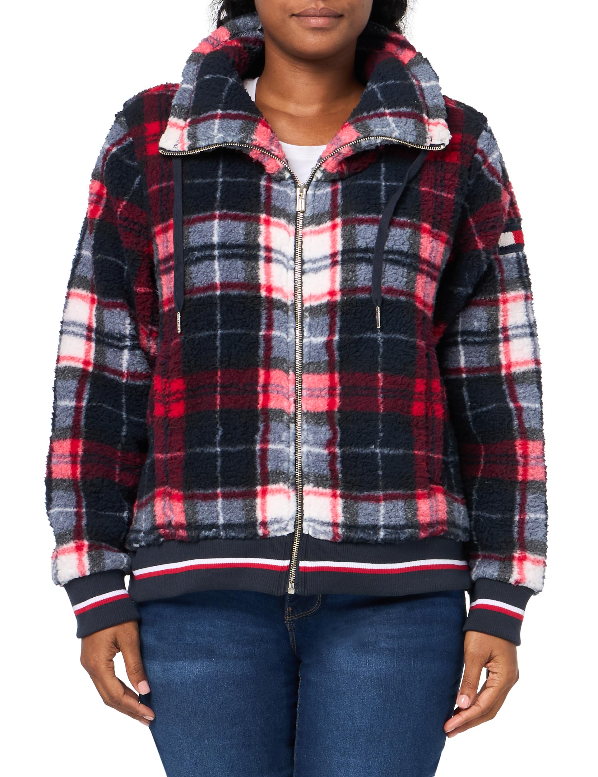 Tommy Hilfiger Sherpa-Bomberjacke für Damen, Sky Captain Multi, S
