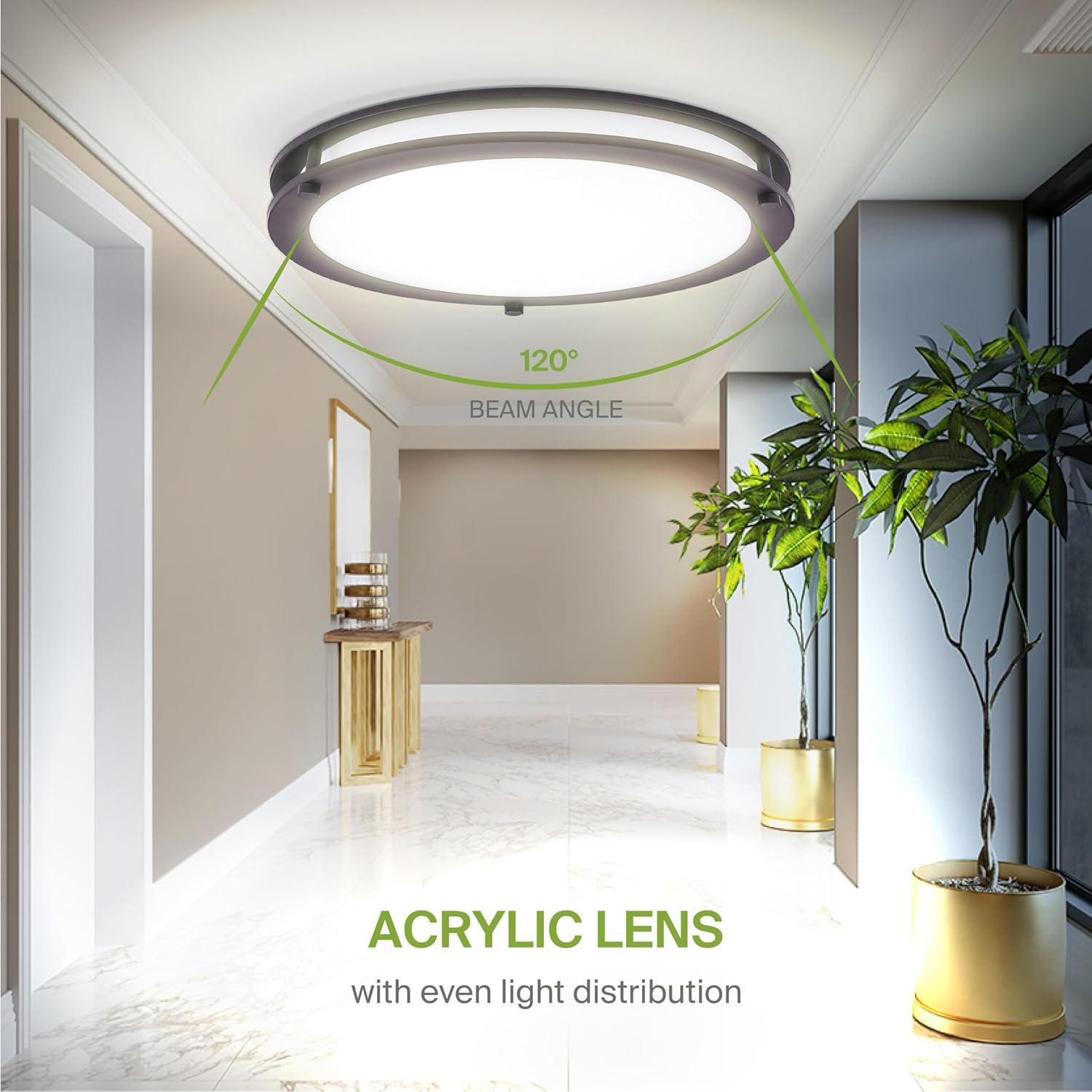 ASD LED 18" Round Flush Mount Lighting, Close to Ceiling Light Fixture | 3CCT, Dimmable, Energy Star, ETL Listed | 28W 2230LM 3000-5000K 120V | Low Profile Double Ring Lamp | Dark Bronze