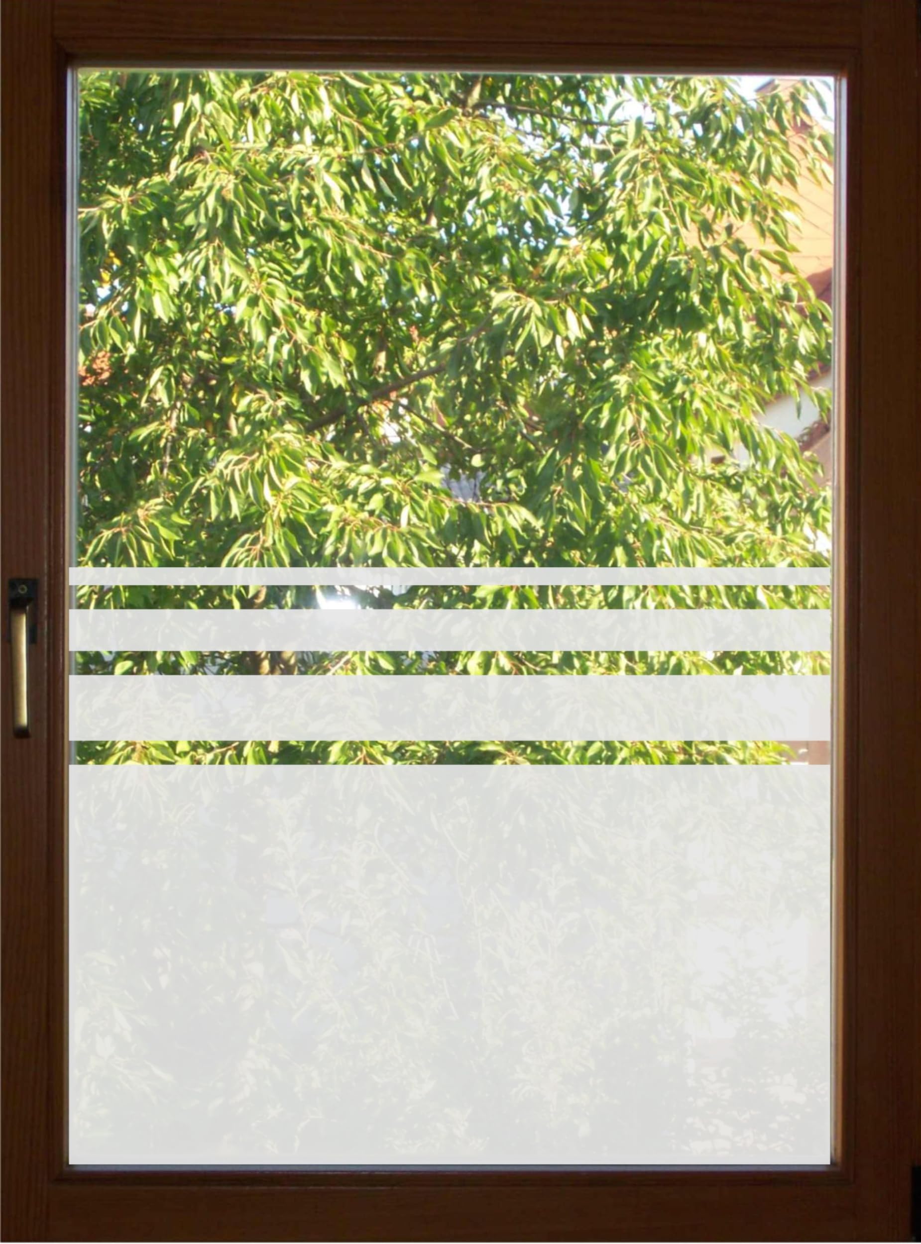 Fensterfolie Sichtschutzfolie 80 cm Hoch Streifen Sichtschutzstreifen Glasdekorfolie Fenster selbsthaftend lichtdurchlässig blickdicht Tag Nacht Innen und Außenmontage geeignet (100cm Breit)