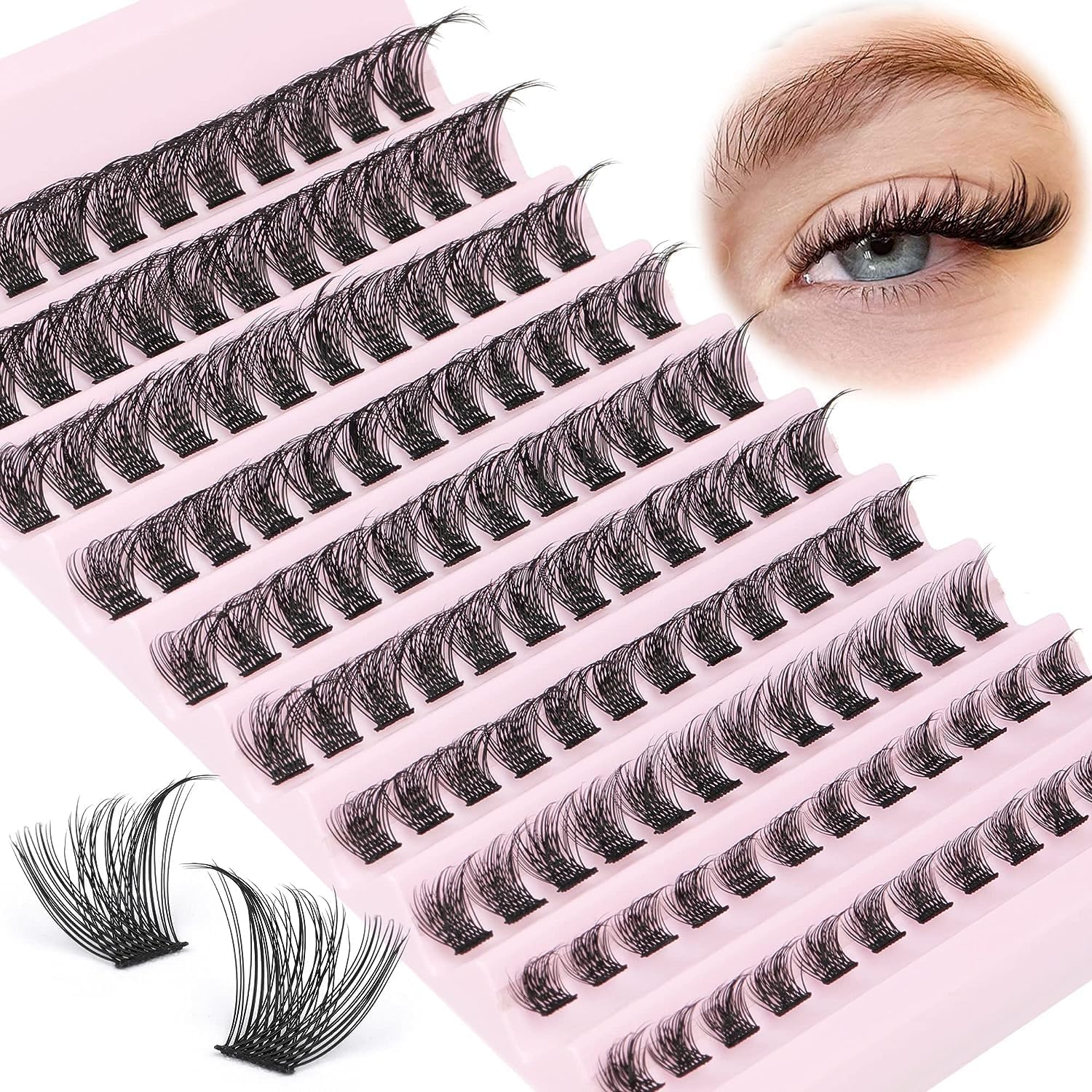 Lash Clusters 120Pcs Cluster Lashes 8-16Mm Wispy Individual Extensions Natural Look D Curl Fluffy Diy Eyelash Extension