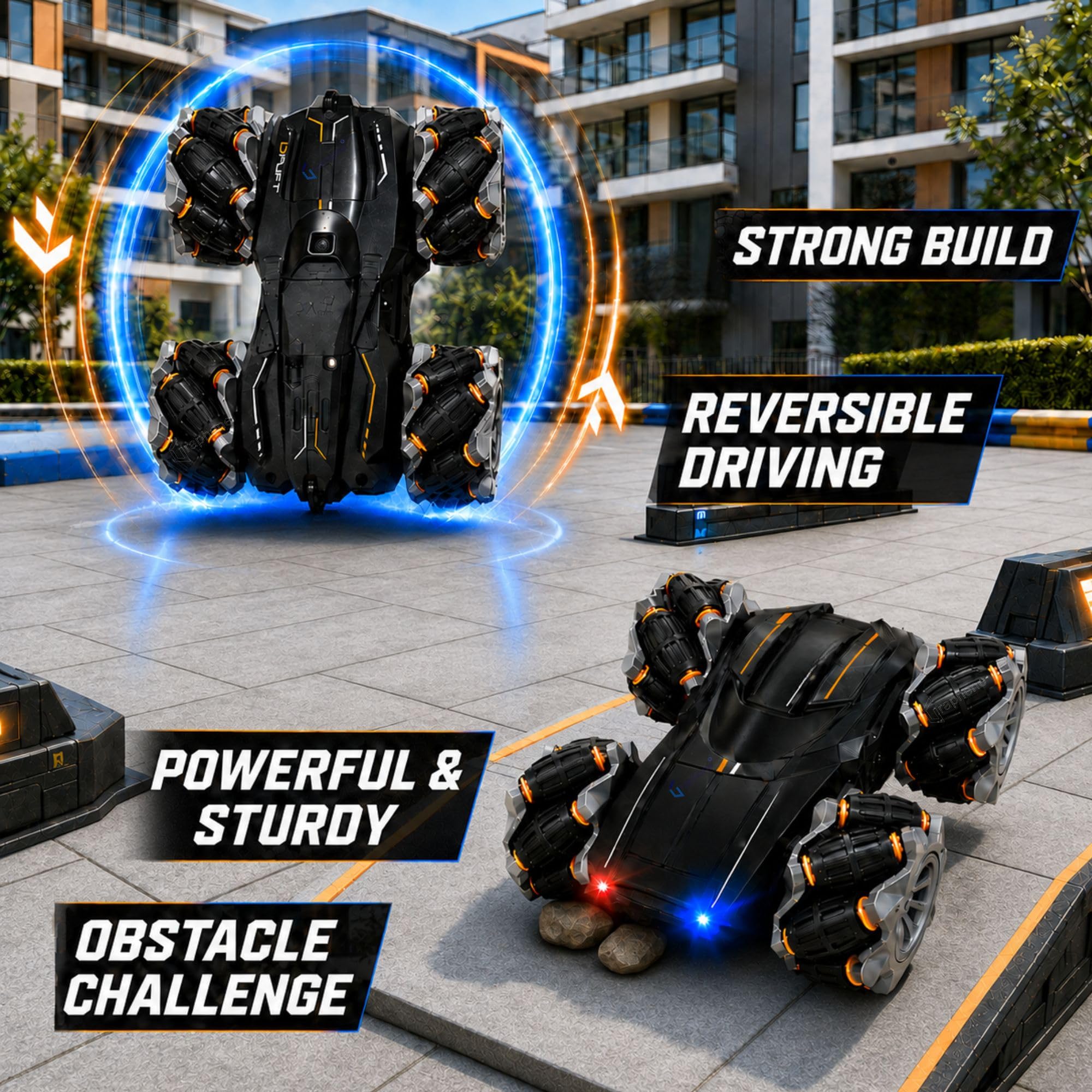 GRAPHENE 4X4 Remote Control Drift Stunt Car 4WD Racing Fall Resistant RC Car 360° Rotating Dual Sided Climbing High-Speed Tumbling Cross-Country Battle Off Road Rechargeable Adults Boy Girl — Amazon image 7