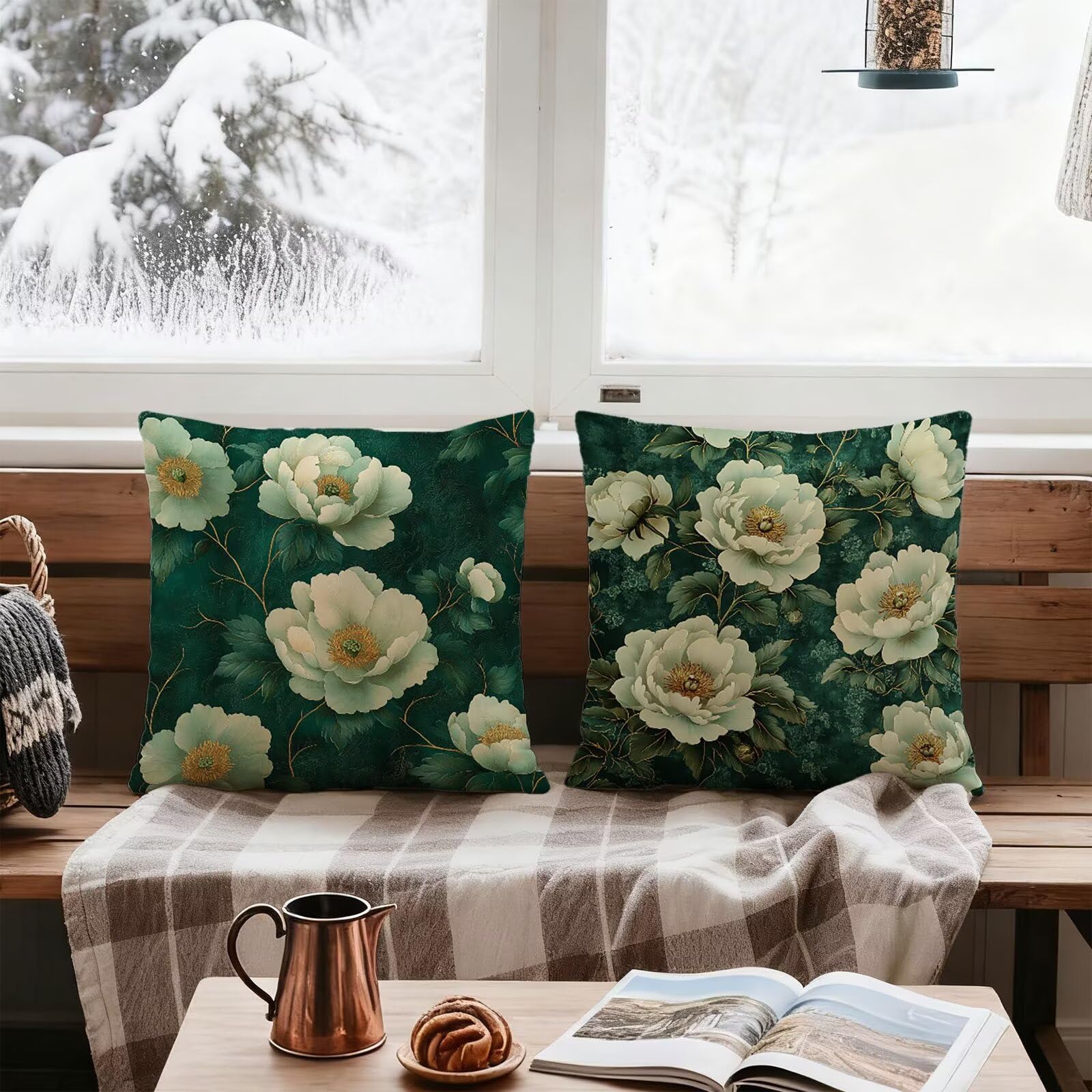 Verde Funda Cojin 60x60 Flor Funda Almohada 60x60 Cojines Sofa Súper Suave Fundas Cojines Decorativos Fundas Almohadas 4 Piezas Almohada Cervicales y Cuello, para Hogar Cama Salon Decoracion E - 829