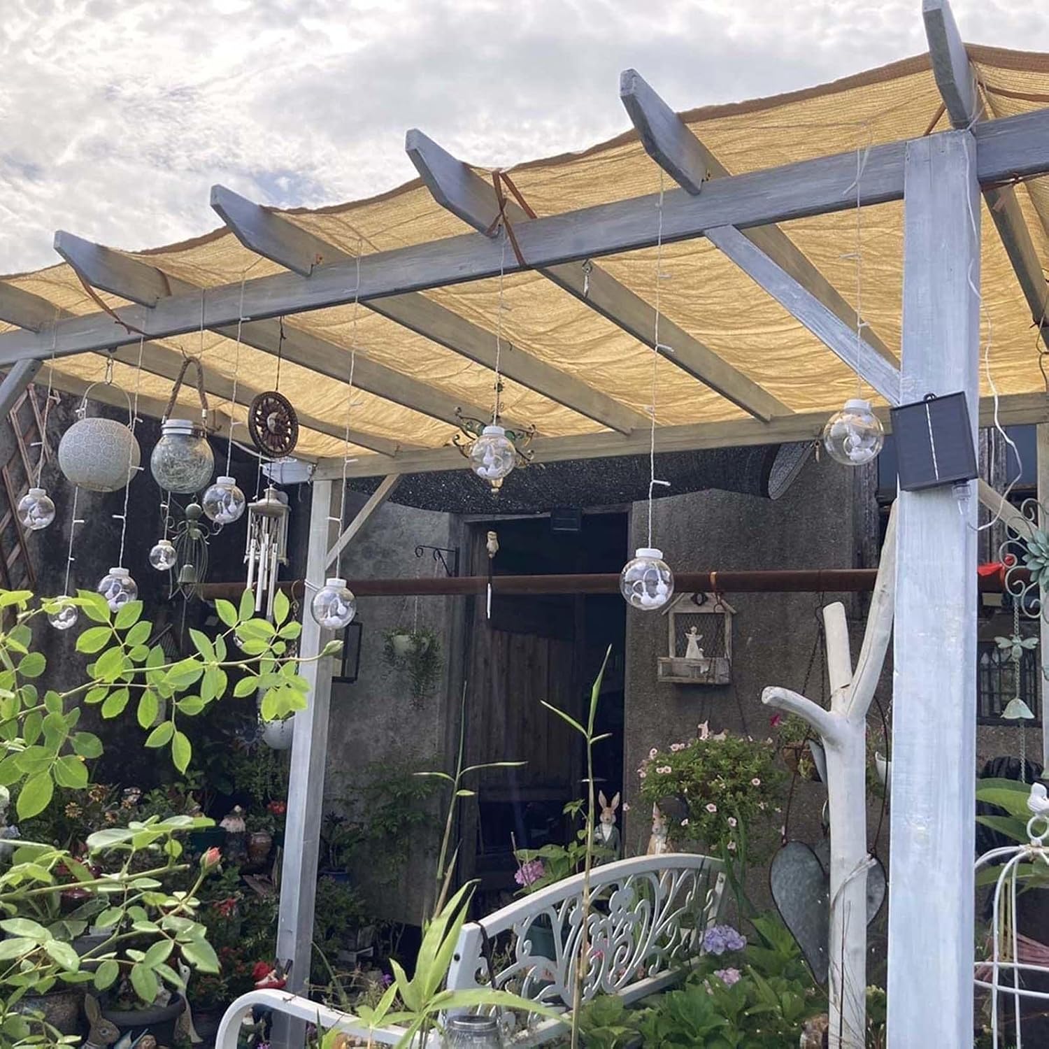 Jolan Shade Cloth for Pergola,Beige Shade Netting 1m 2m 3m 4m 5m 6m 7m 8m 9m,Shade Sails,90% Sunblock Shade Net,with Grommets,Shade Mesh Tarp, for Garden Greenhouse Patio Car,Beige-7x12m(23 * 39.4ft)