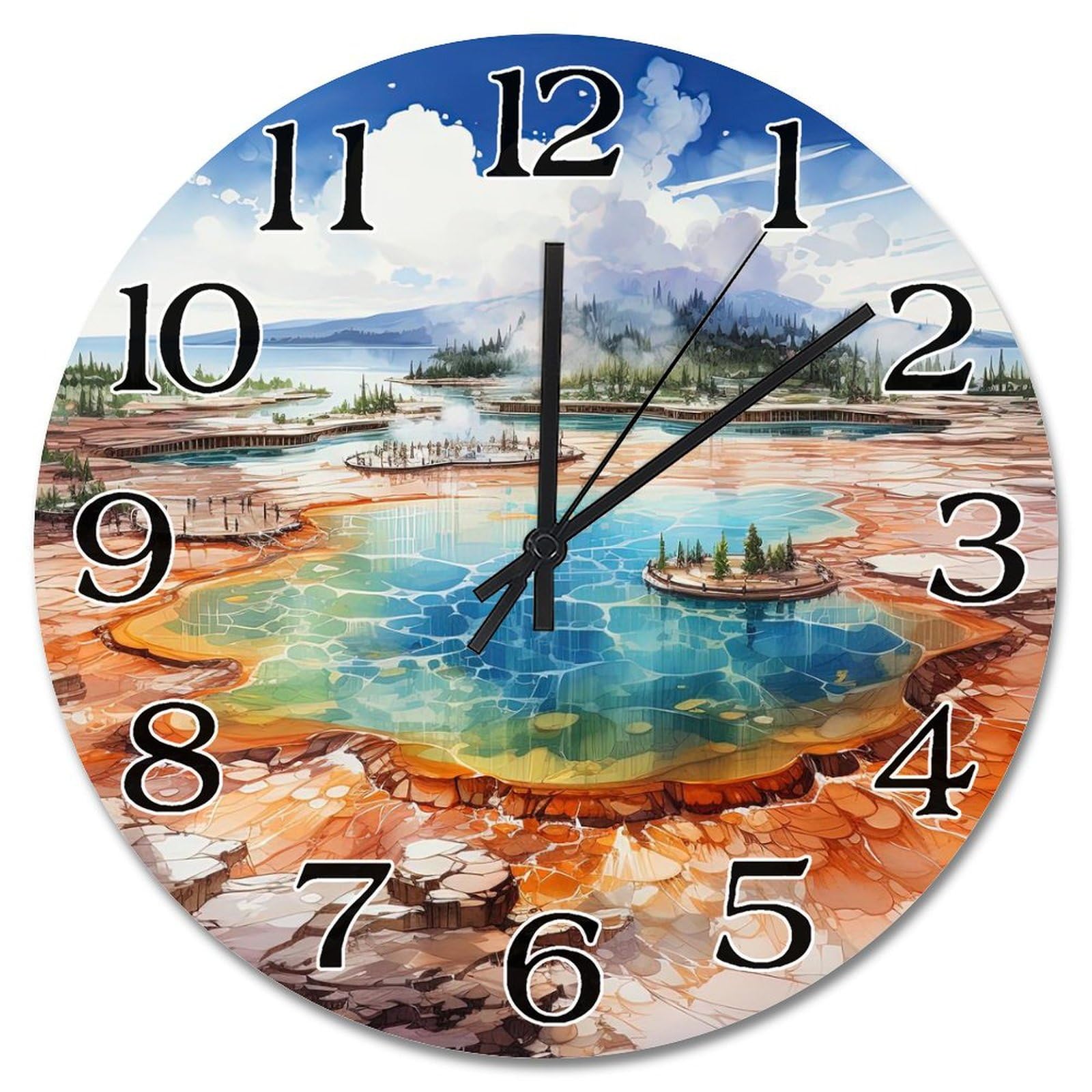 Horloge murale ronde en pierre pour salon style ferme et chalet de montagne