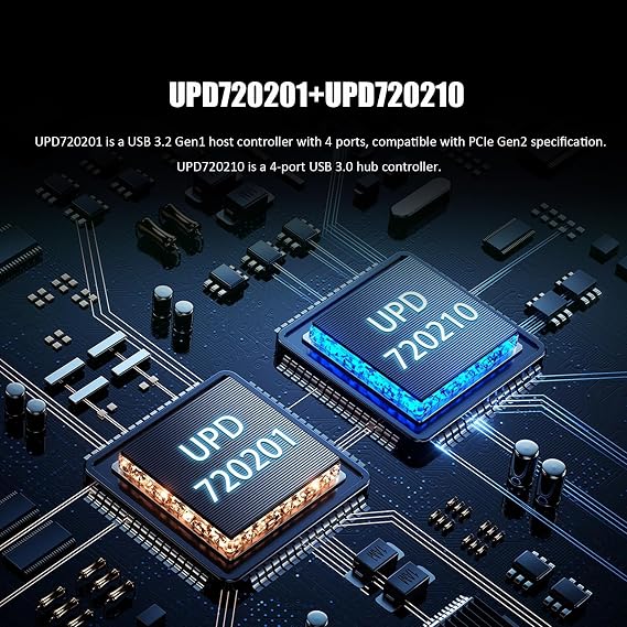 GLOTREND U3057 7-Port PCIe USB Expansion Card, 7 USB-A Ports (USB 3.2 Gen 1), Compatible with Windows Linux (Not for Mac OS)
