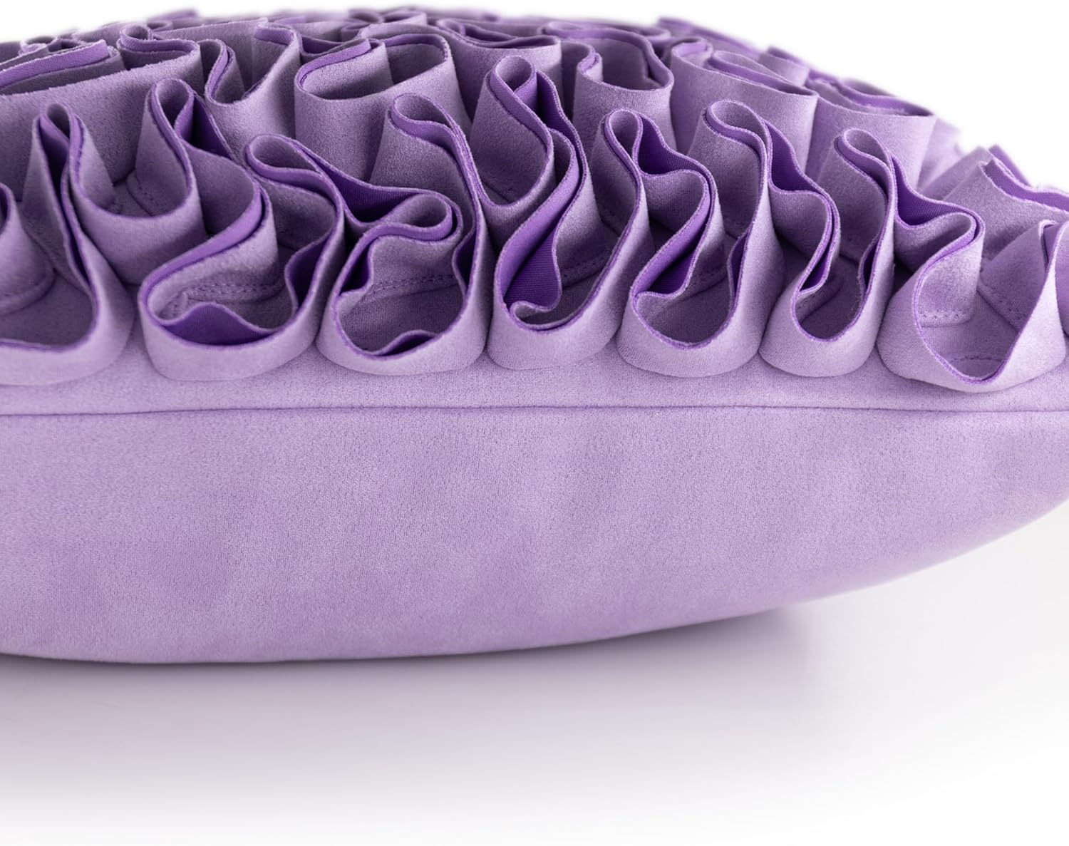 Purple Velvet Decorative Pillow Cover 18x18Inch Handmade Stereo Ruffled Flower Throw Pillow Case Soft Luxury Floral Accent Cushion Case for Couch Bed Modern Farmhouse Home Decor Lavender