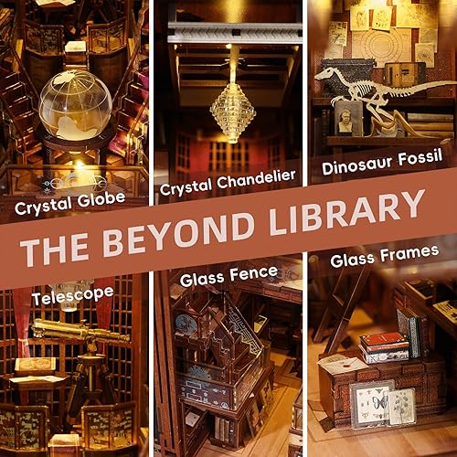 Miniatura 4 de Kit de rincón de libros, kit de bricolaje en miniatura para casa de muñecas, rompecabezas de madera 3D, decoración con luz LED para adolescentes y