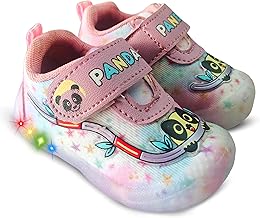 Kids LED Light Up Shoes for Infants, Panda Design, Pink