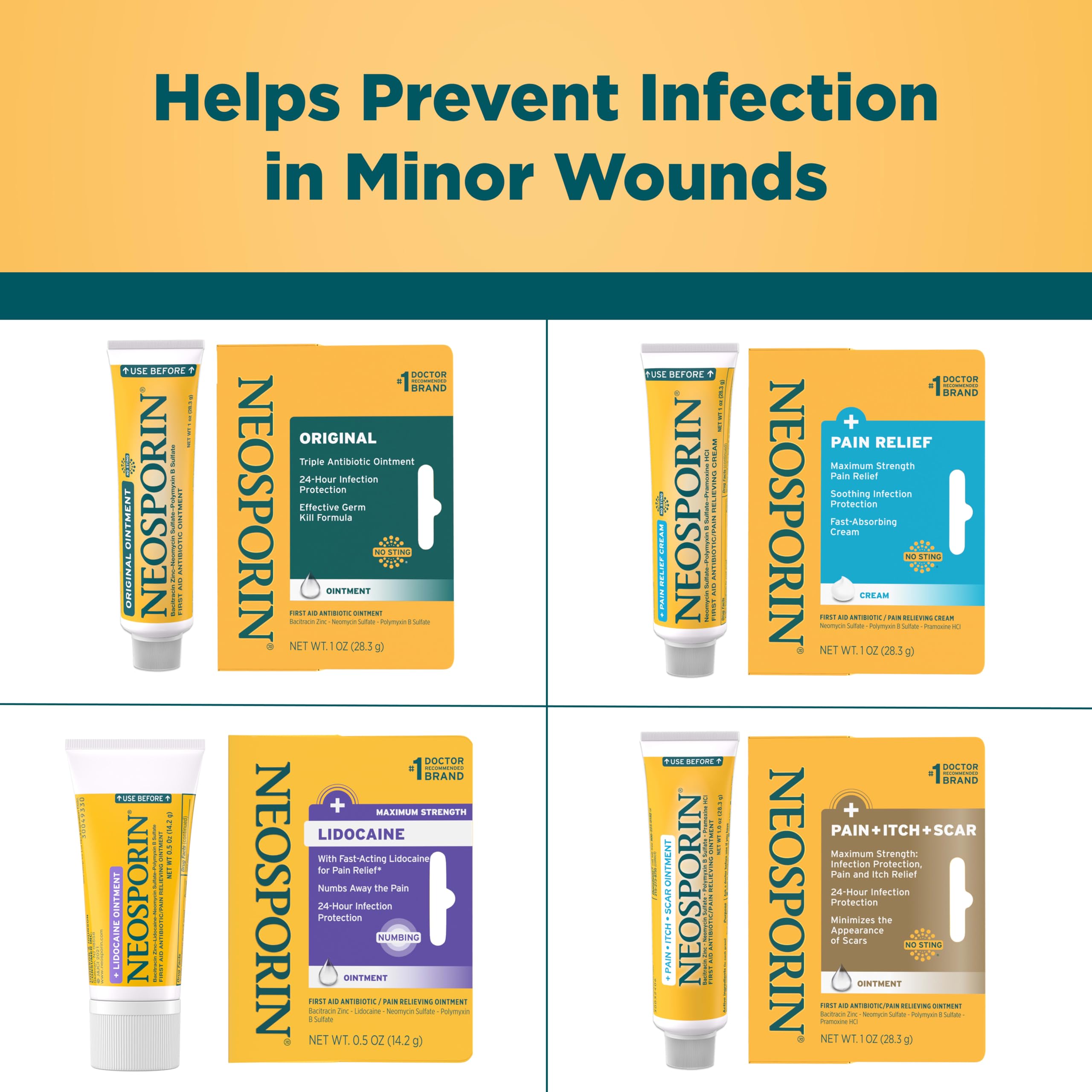 Neosporin Lidocaine Ointment - Pain Relief & Antibiotic -5