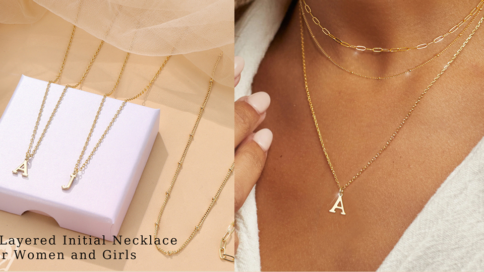 14k Massiv Gold TINY Initial Seitlich Halskette - Gold Anfangshalskette
