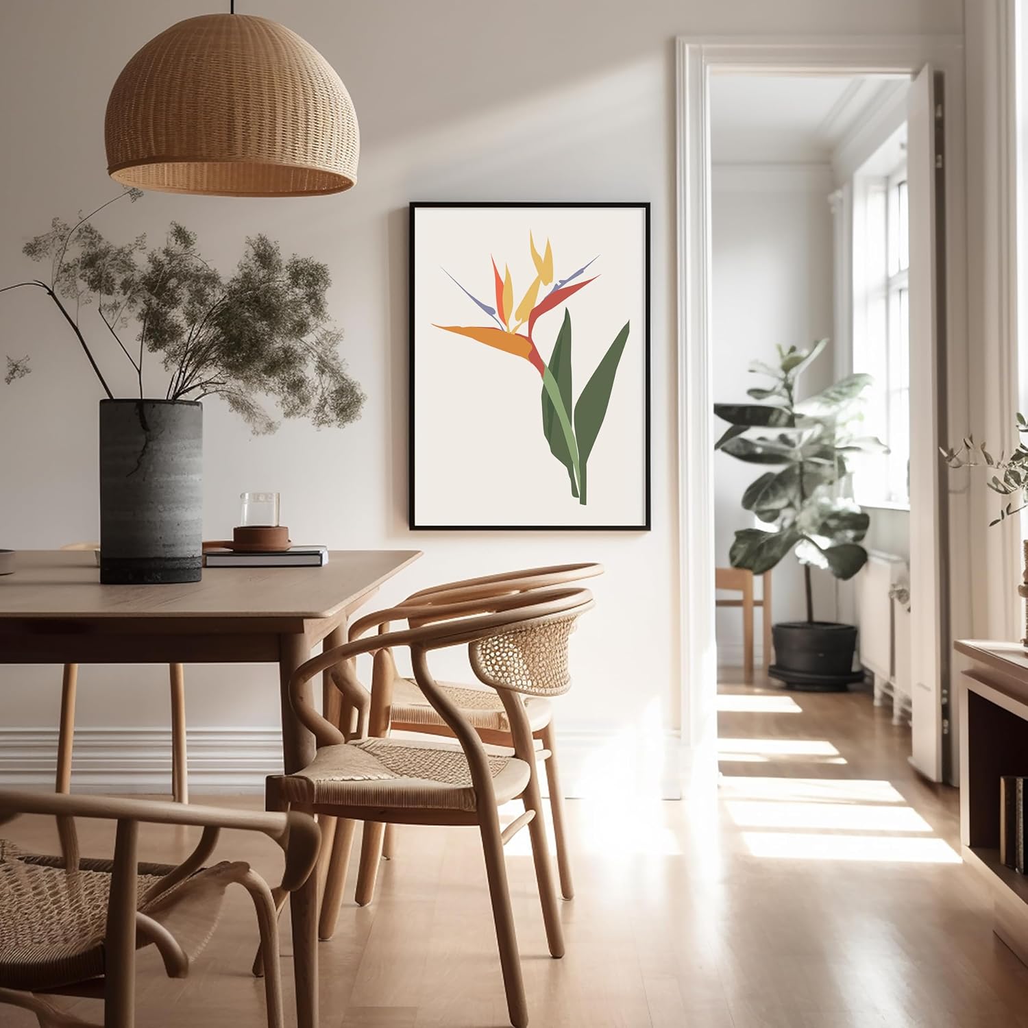 Poster Master Birds of Paradise Poster - Retro Plant Print - Modern Artwork - Floral Art - Botanical & Tropical Artwork - Chic Boho Design - Aesthetic Kitchen or Living Room Decor - 8x10 UNFRAMED