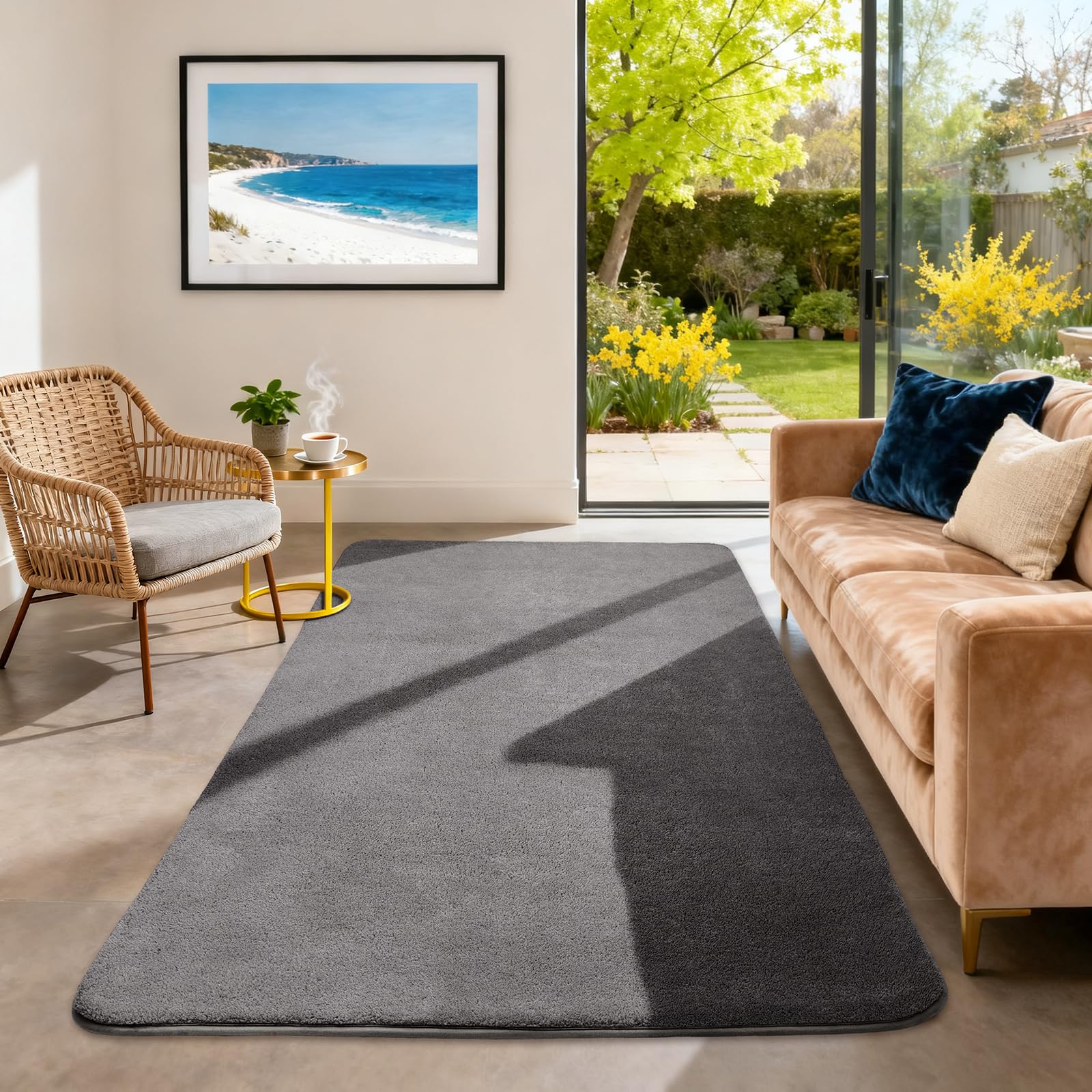 Alfombra de salón, de pelo corto, decoración para salón, mullida, suave, lavable y antideslizante, moderna alfombra monocromática para dormitorio, habitación de los niños, alfombra de cama, 240 x 340