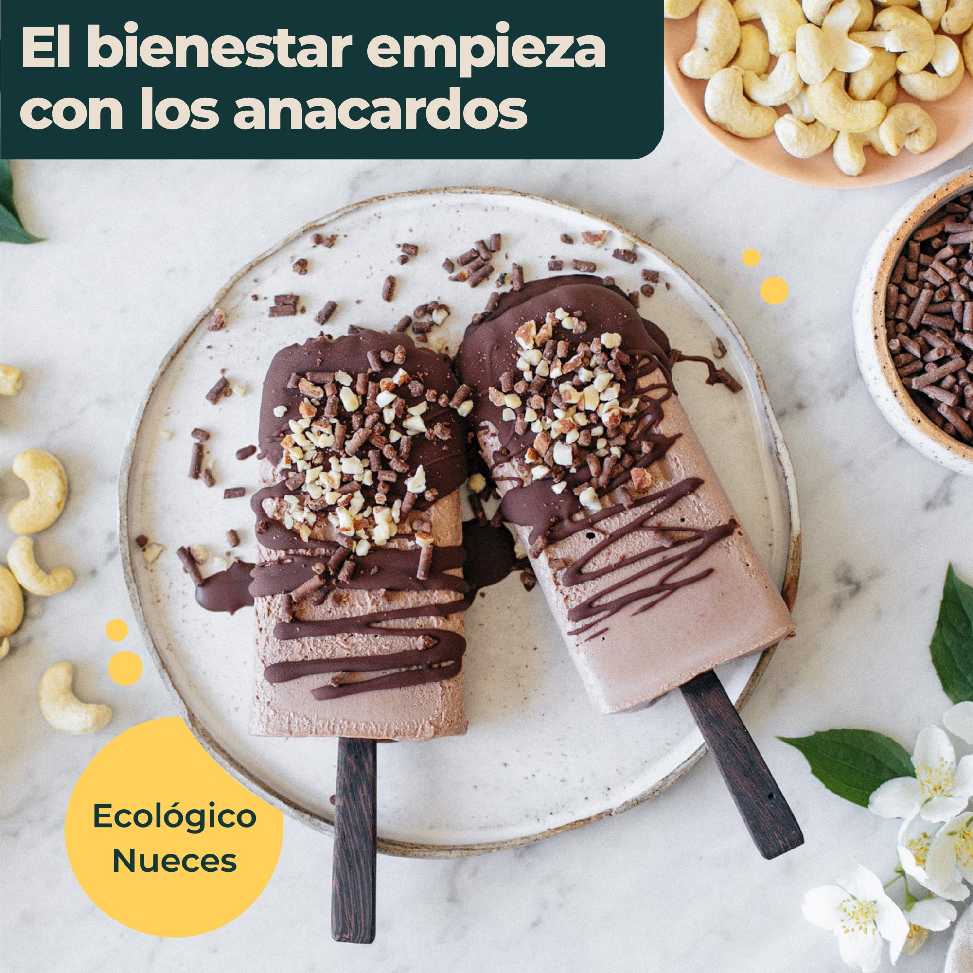FOODIN Anacardos Orgánicos – Frutos Secos Naturales, Crudos, Sin Sal, Sin Gluten, Veganos – Fuente de Proteína y Grasas Saludables – Anacardos Enteros Ecológicos para una Alimentación Sana, (2x500g)