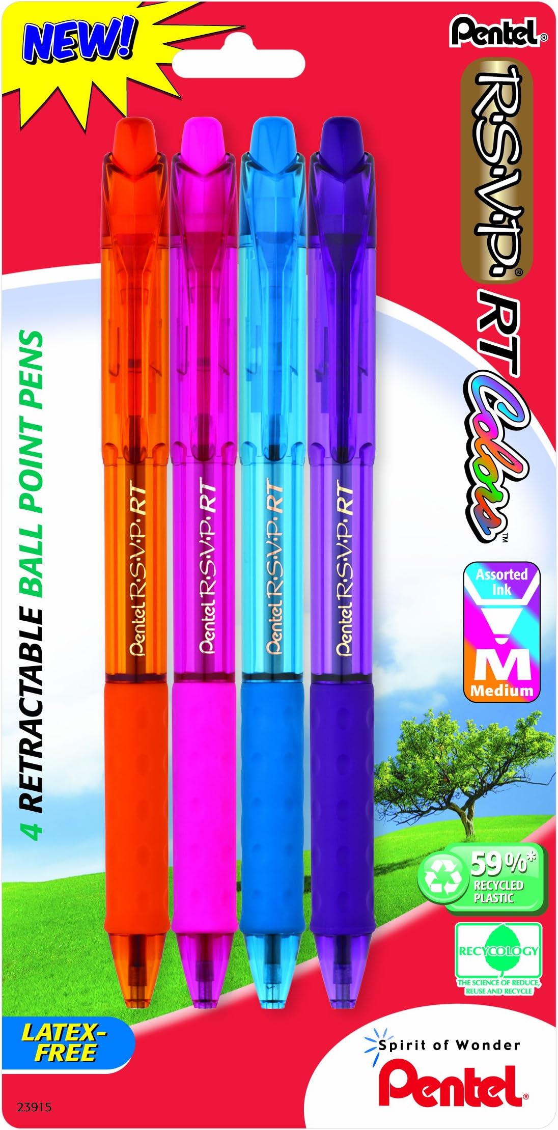 Pentel WOW! Colors Retractable Ballpoint Pens, Medium Line