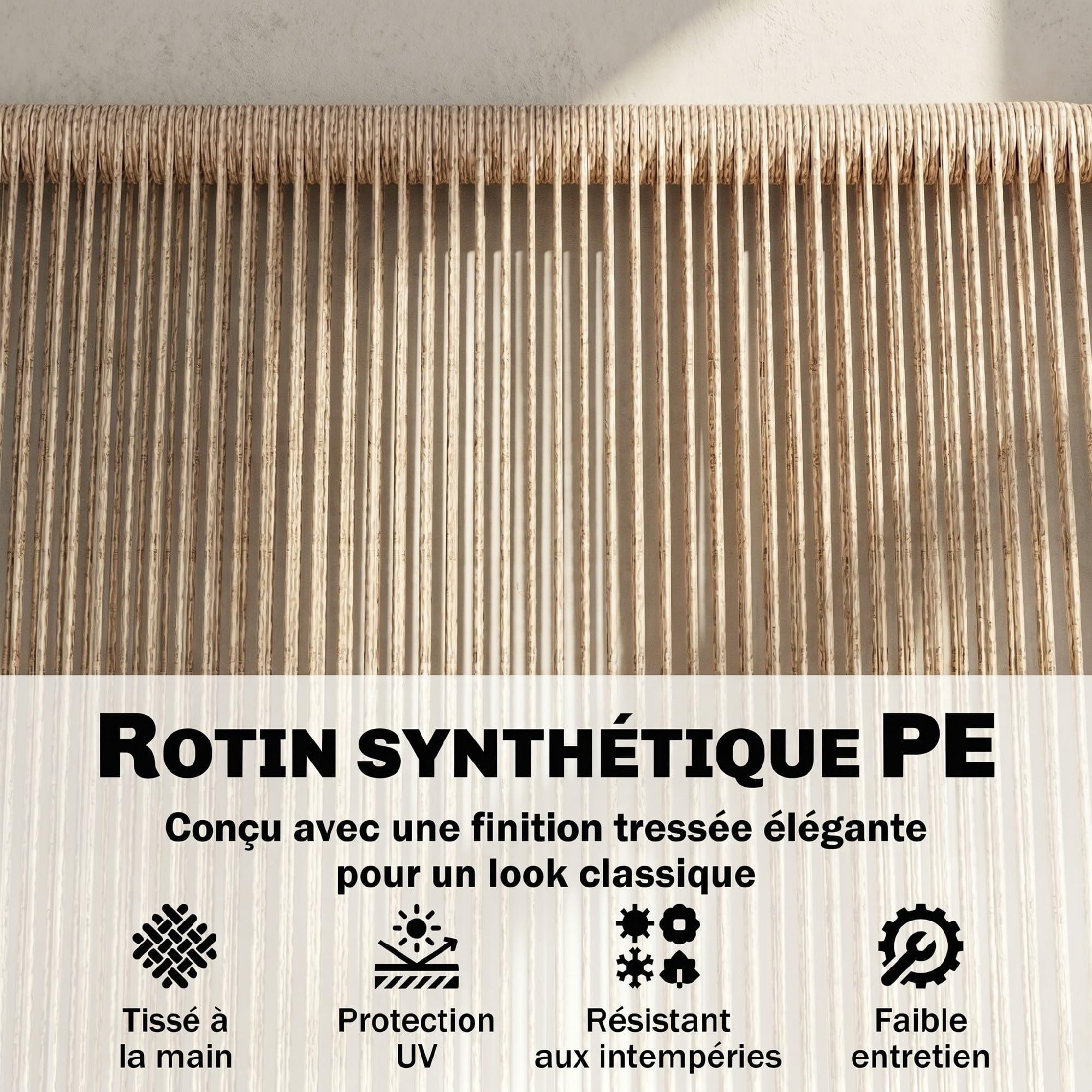 Outsunny Banc de Jardin 2 Places en Résine Tressée 138x62x83cm Naturel