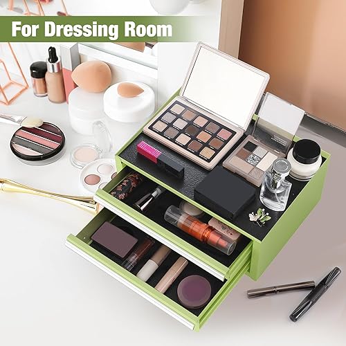 Miniatura 5 de WORKPRO Mini caja de herramientas de 12.5 pulgadas con 2 cajones y 1 almacenamiento superior abierto, pequeño baúl de herramientas de metal con