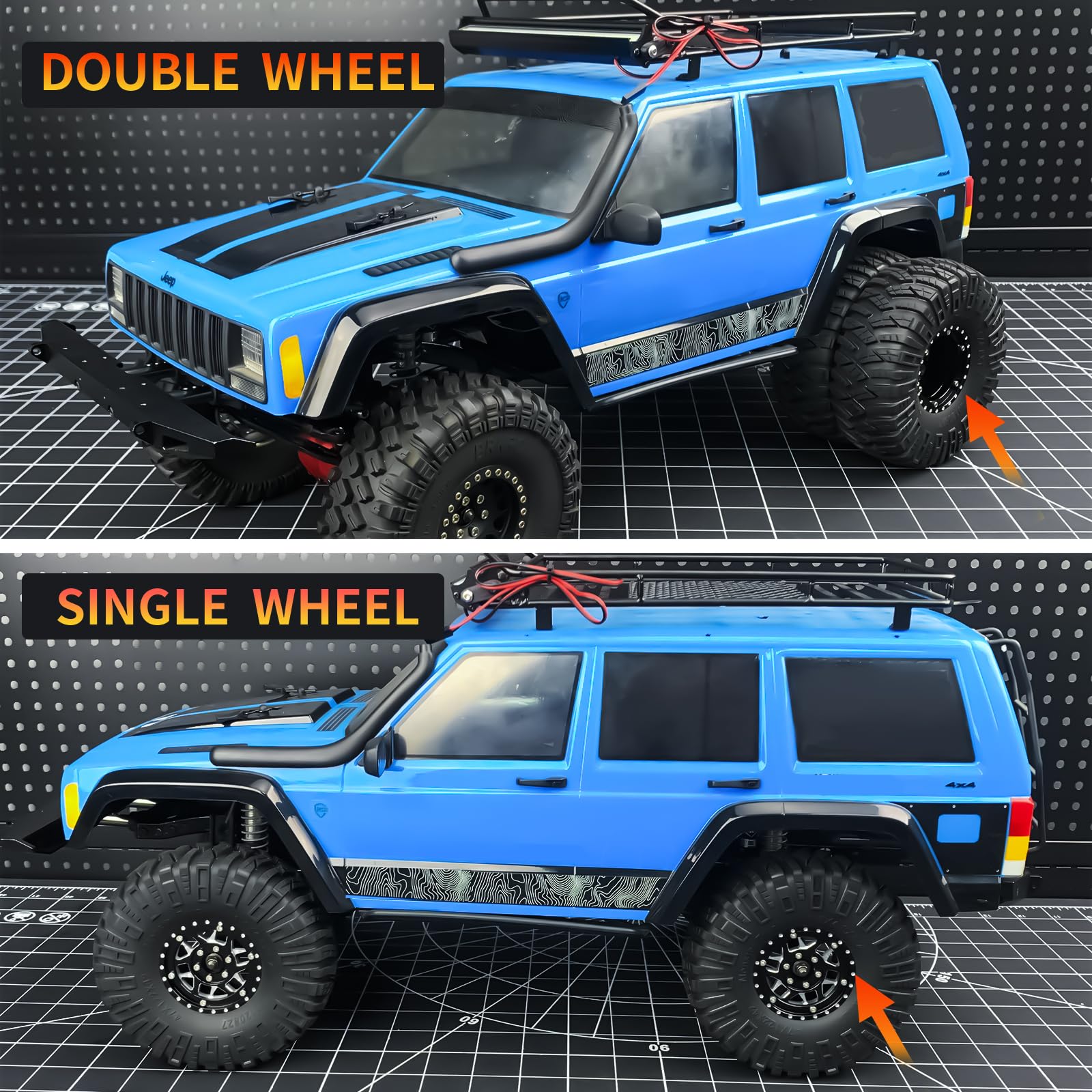 Runup 2 szt. / 4 szt. 1,9" Beadlock felgi aluminiowe, podwójne koła 57 x 30 mm do 1/10 SCX10 TRX-4 TRX6 RC Crawler Auto Upgrade akcesoria czarne (4 szt.)