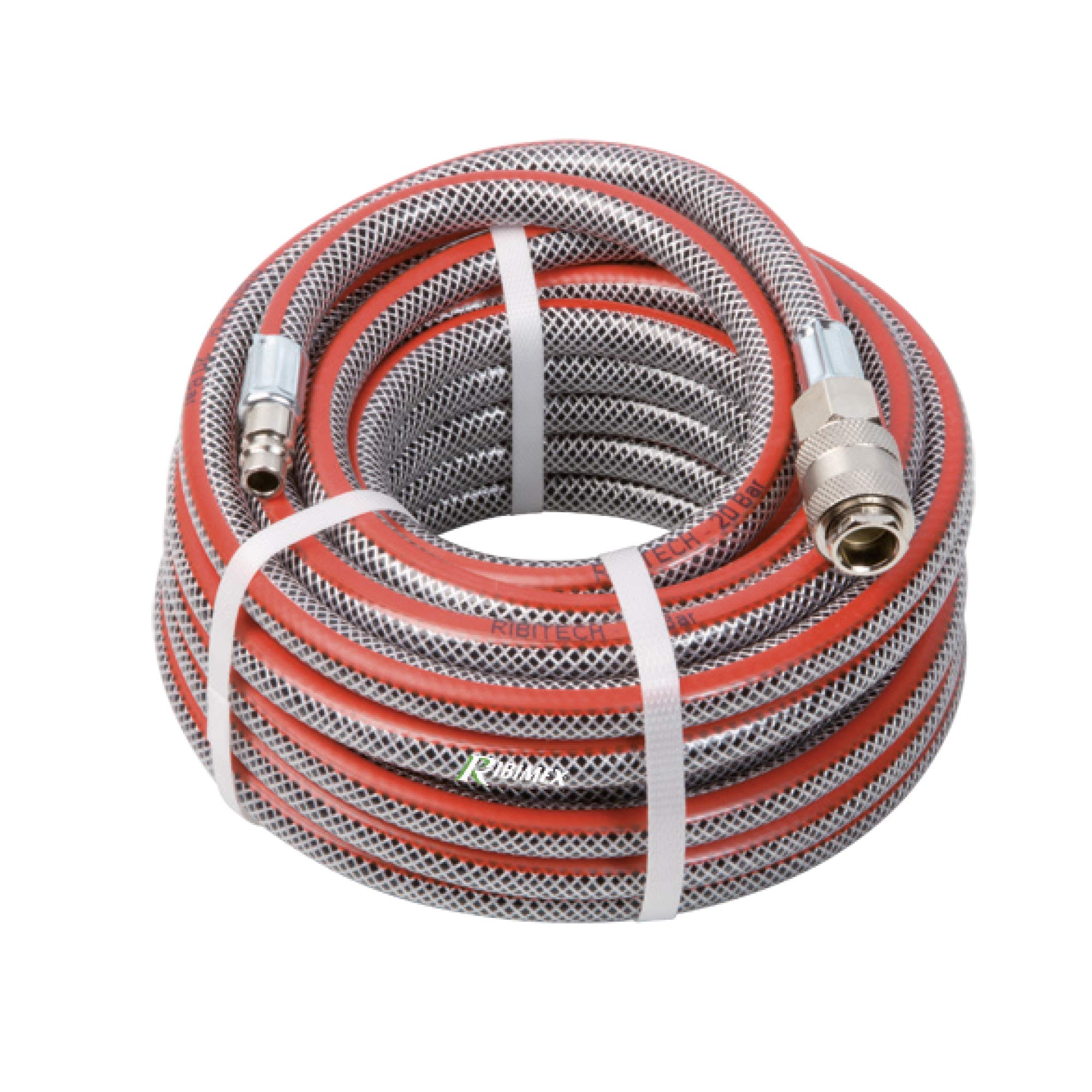 Ribimex Tubo Aria Compressa in PVC 10 m, Ø Interno 8 mm ed Esterno 13 mm, con Raccordo Automatico Femmina Universale e Raccordo Maschio Standard D, Pressione Max 20 Bar - PRTAR/​RR0810