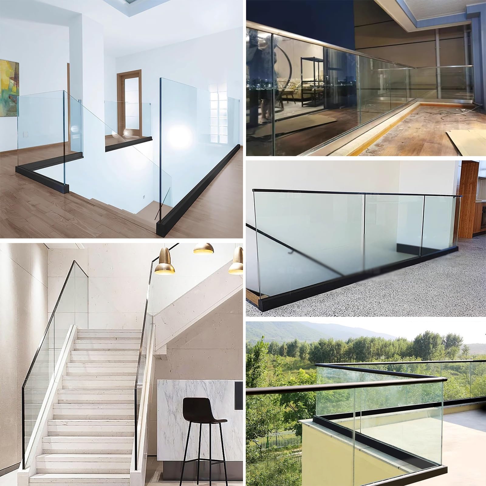 balaustra vetro Morsetto per rubinetto in vetro con fessure, binari per ringhiera in vetro per pannelli in vetro/plastica PVC/legno da 12-20 mm, staffe per parapetti in vetro per terrazza/patio/hotel(