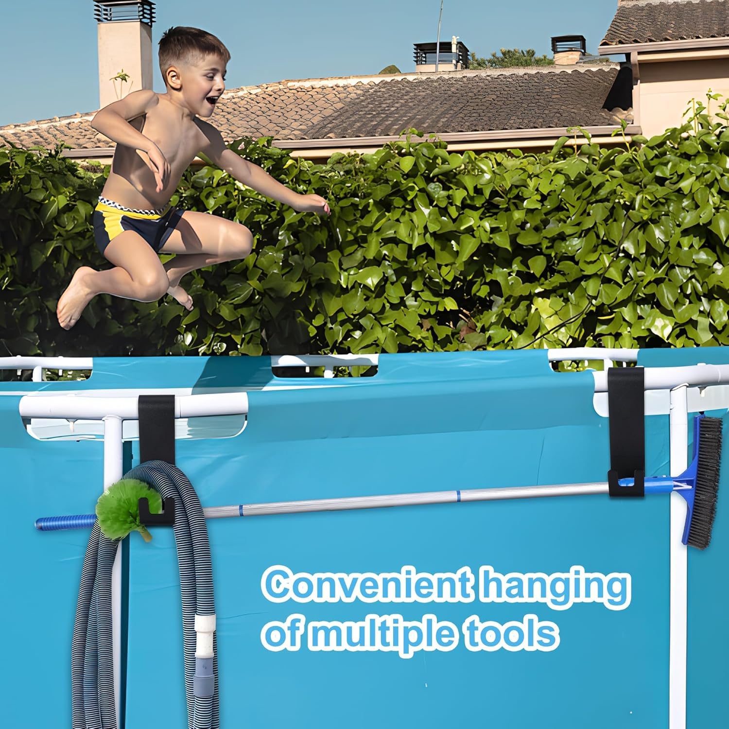 GIONAR Supporto per retino, 4 pezzi, per piscine, accessori per piscina, retino, supporto per retino, gancio regolabile per recinzioni telescopiche, skimmer, accessori per piscina, attrezzi da