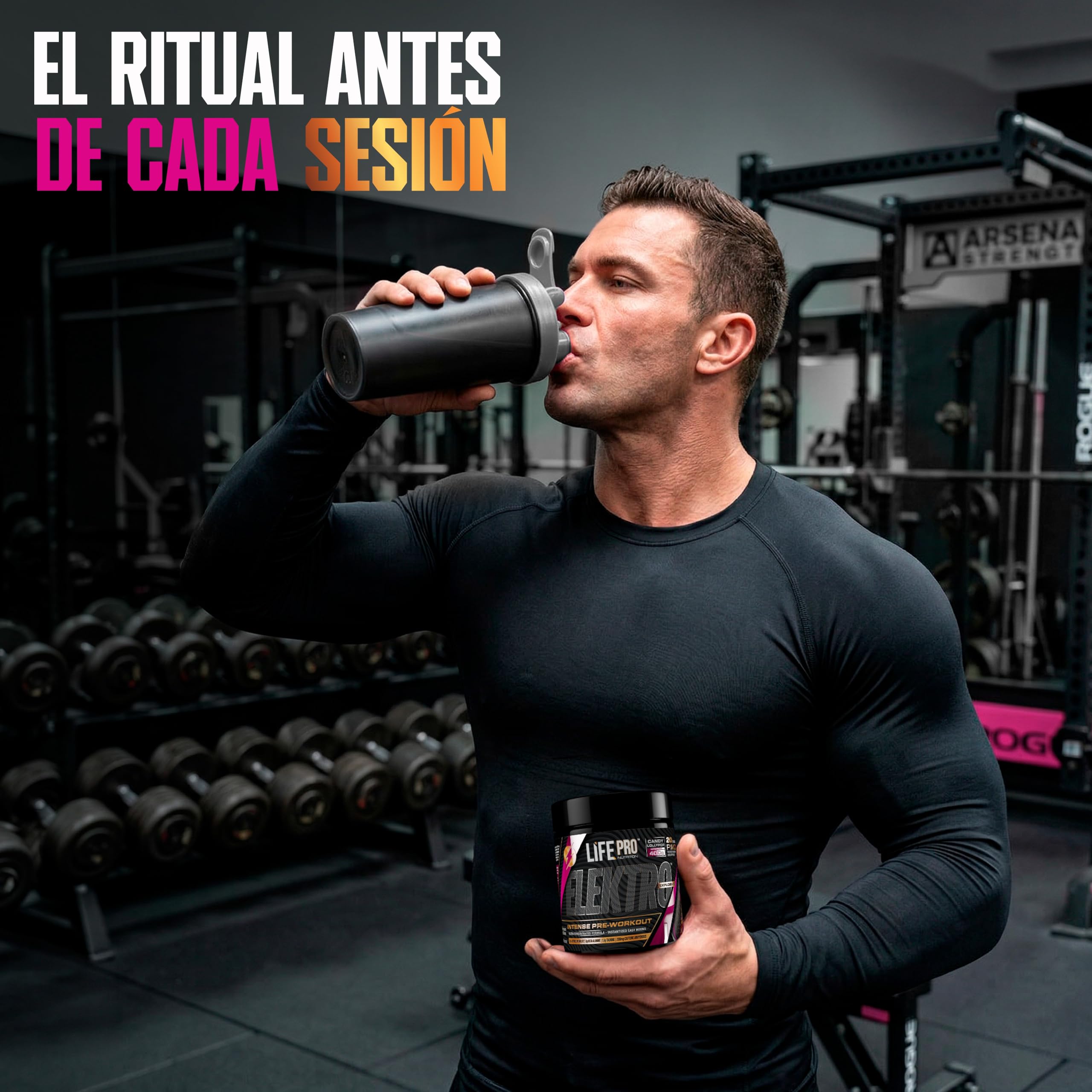 Pre Entreno Life Pro Elektro 400g - Pre Workout Potente con Citrulina Malato 8000mg, Beta Alanina 3000mg, Taurina 1500mg y Cafeína 200mg, Preentreno para Energía, Bombeo y Rendimiento | Sabor Lollipop