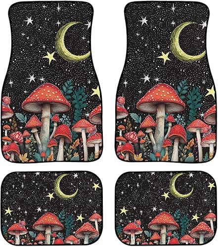 Miniatura 41 de Coloranimal Alfombrillas abstractas hippie para automóvil, 4 piezas, retro, años 60, 70, Groovy Daisy Hippy, alfombrillas universales para la Patrón