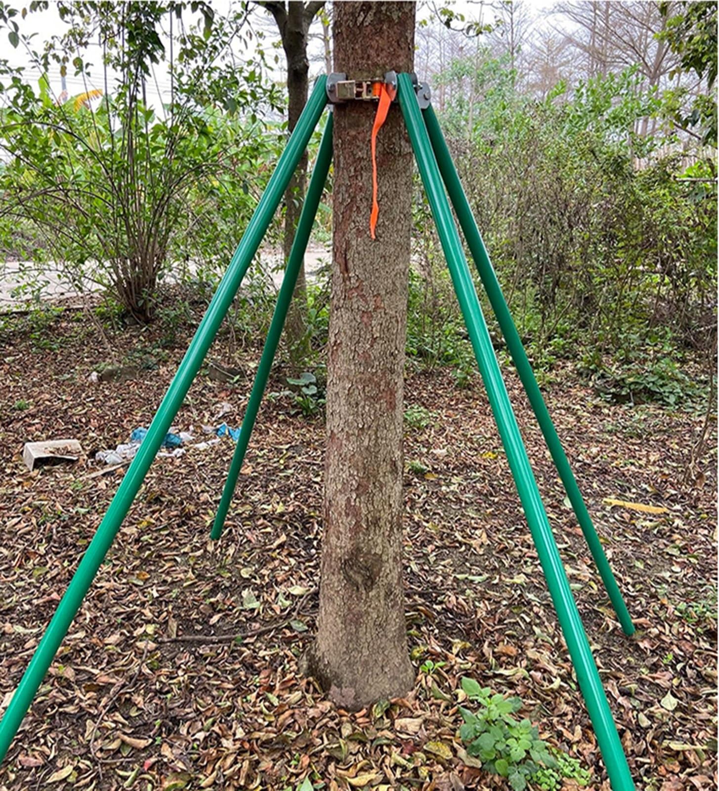 WLCGYD Tree Stake Kit for Young/Large/Leaning Tree, Adjustable Metal Tree Support Staking/Post 1 1.5 1.8 2 2.2 2.4 2.6 3 M Tall, Anti Strong Wind Tree Straightening Kits for Garden Yard(1.5m/4.9ft)