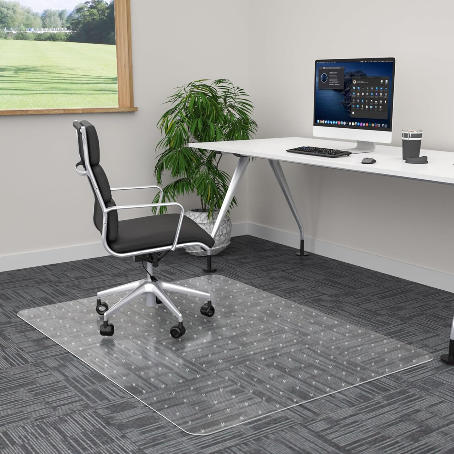 Office Chair Mat for Carpet- 36" x 48" Studded Desk Chair Mat for Low Pile Carpeted Floors, Plastic Floor Mat for Office Chair Over Carpet For Low Pile Carpet 48" x 36"