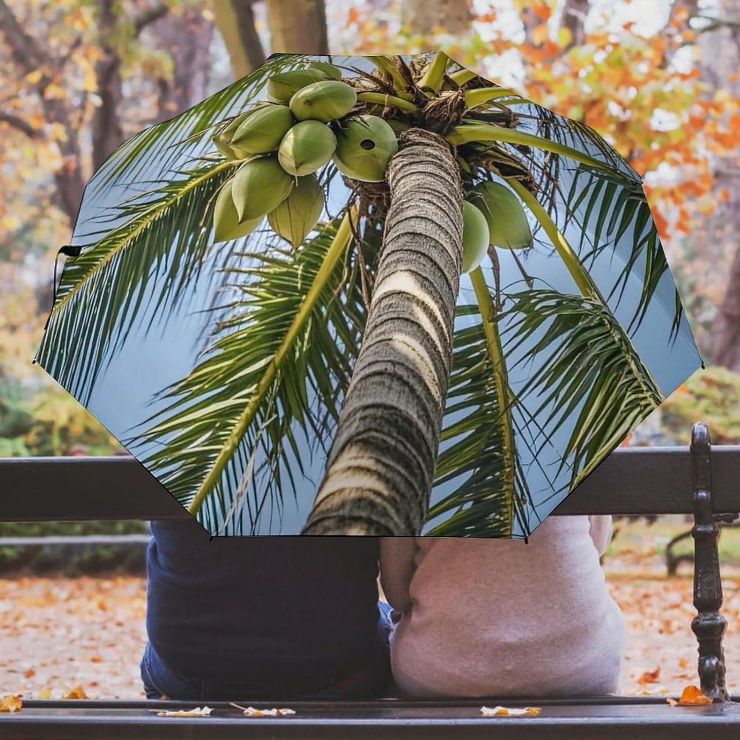 Coconut Tree Golf Umbrellas-2 Fold Automatic,Windproof Umbrella with Portable,Strong,Folding Umbrella for Women Men