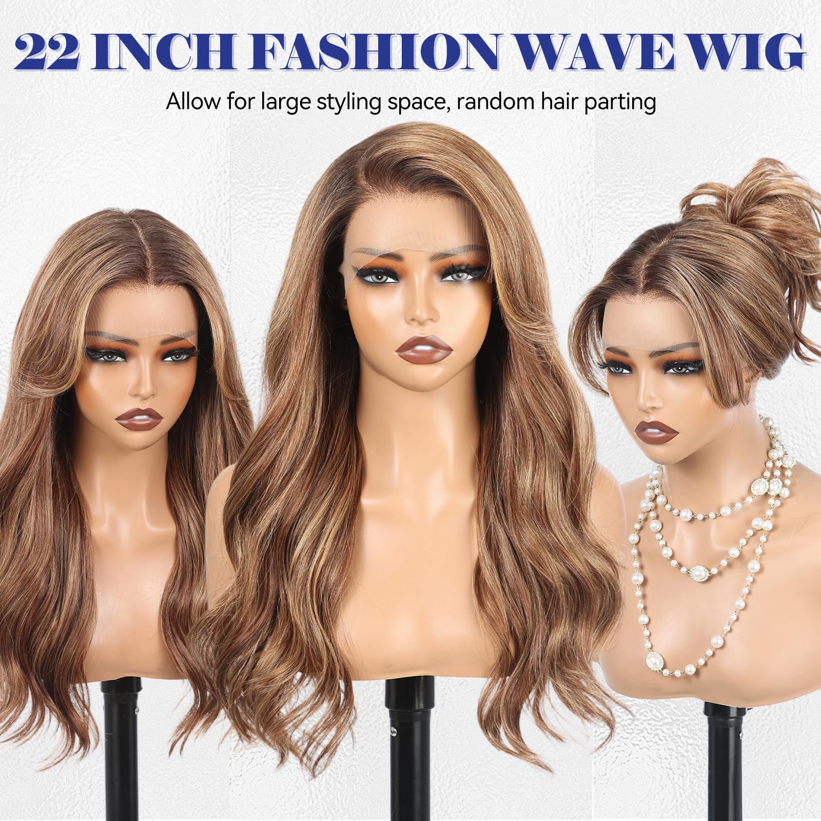 HAIRCUBE 13x6 HD Lace Front 22 Inch Long Wavy Synthetic Wig