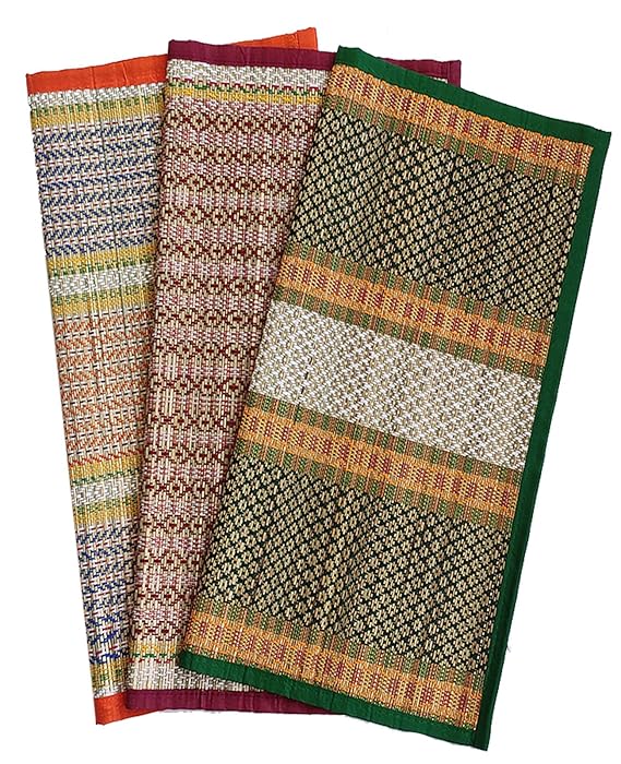 Montelal Store 18 X 18 Inch Hand Made Kusha Grass Aasan For Pooja (Multicolour) -Pack Of 3(Madurkathi River Grass Sedge/Korai)