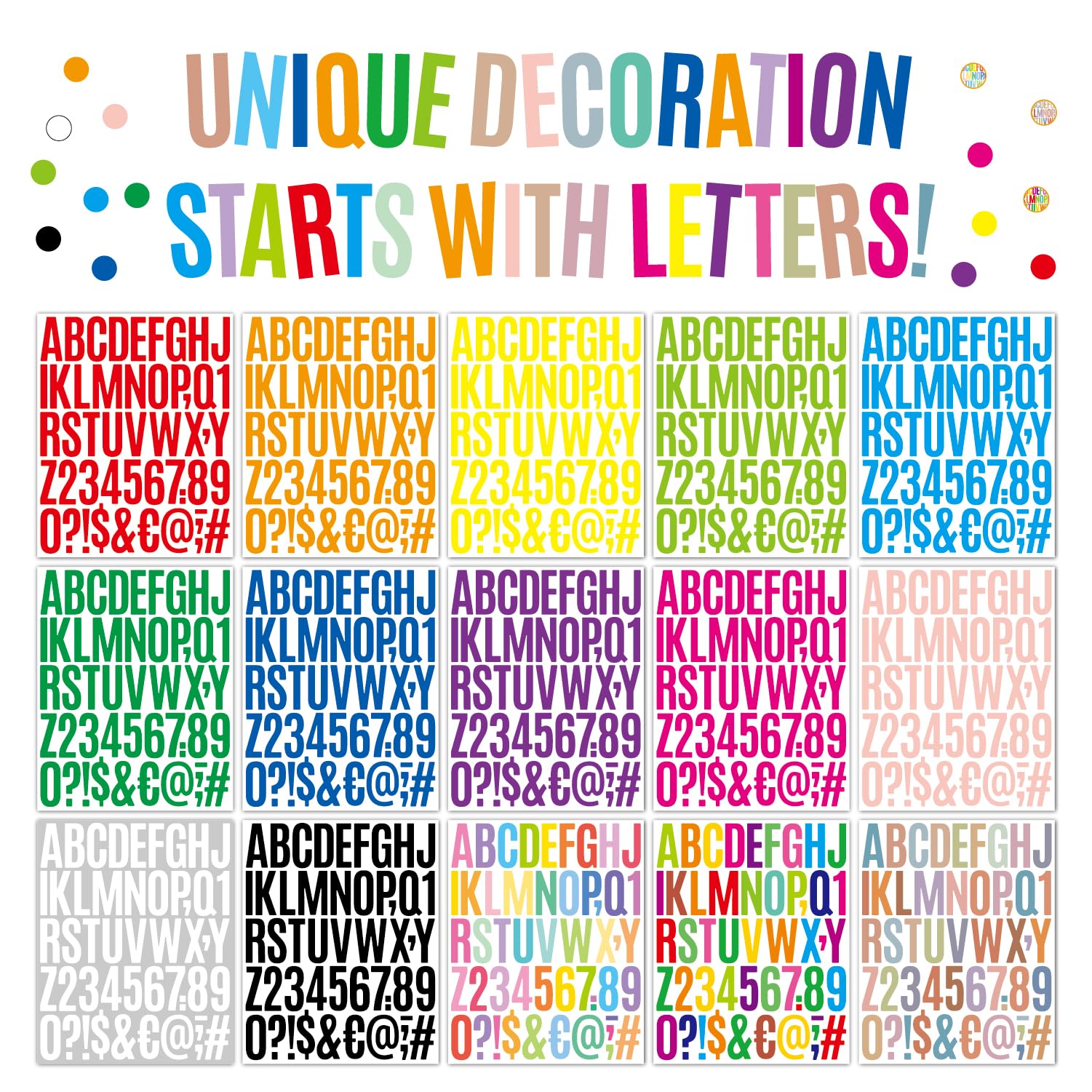 15 Sheet Small Letter Stickers - 1/2 Inch Black Vinyl Self Adhesive Alphabet Number Stickers Stick On Letters For Arts Crafts Outdoor Sign Wall Mailbox Windows Doors Car Poster Board