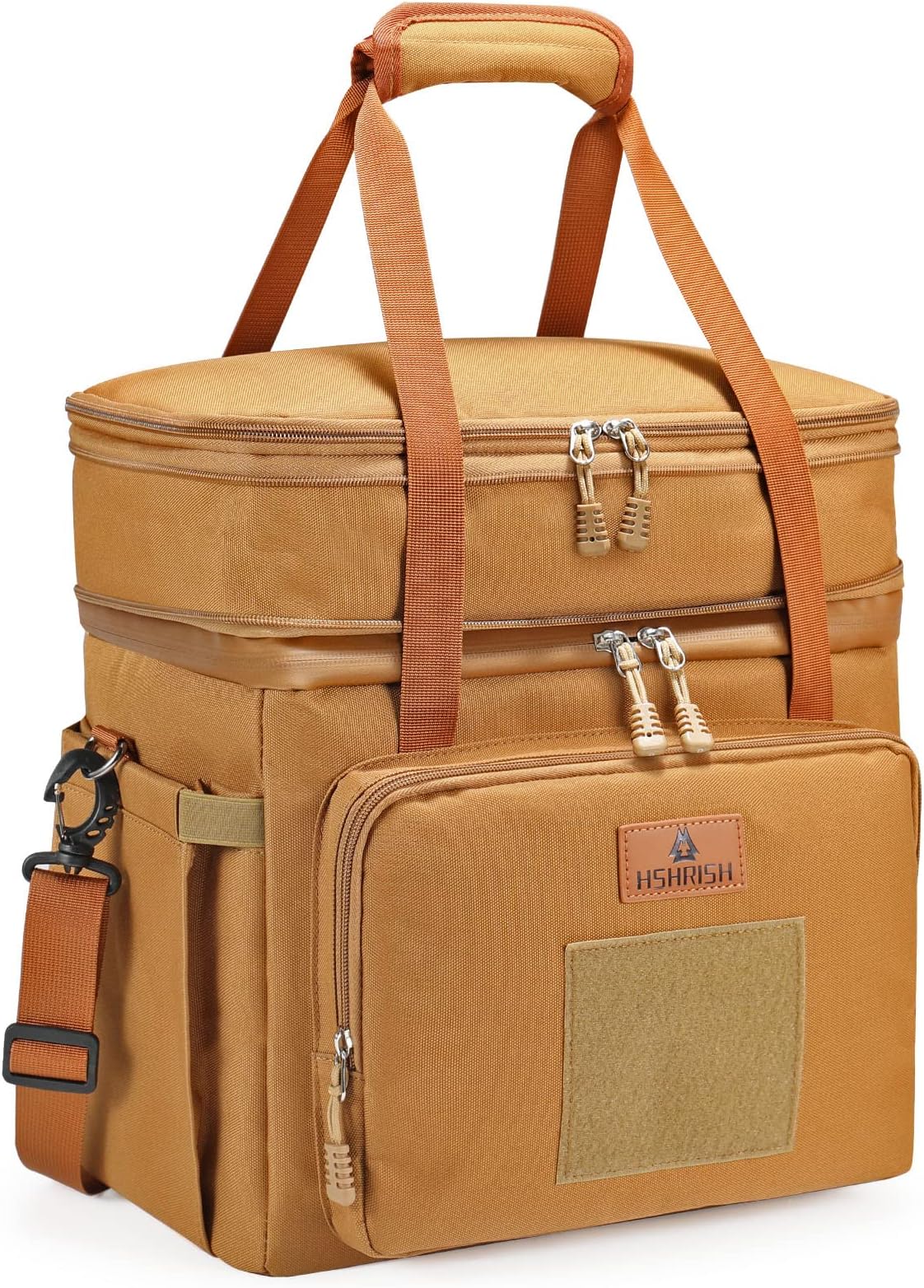 HSHRISHXlarge Expandable Tactical Lunch Box for Adults, Durable Insulated Lunch Bag with Lots of Storage Space, for Men Work Outdoor Picnic Trips Camping, 36 Cans/22 L, Brown