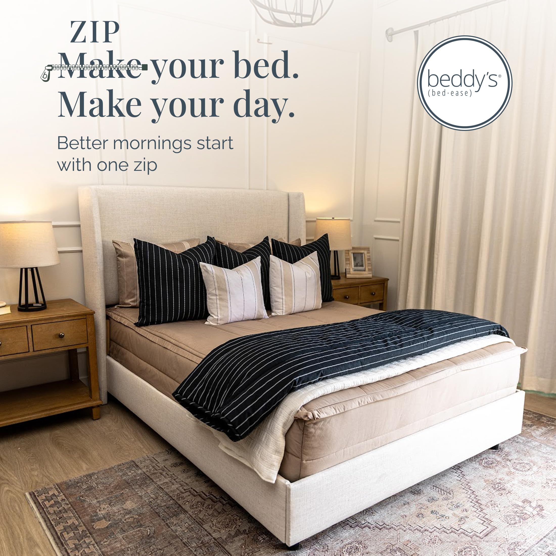 How to Make a Bed Like a Hotel: 4 Steps to That Crisp Look (2026) 1 beddys Beddy's All in One Bed in a Bag Zipper Bedding Set, Bottom Sheet, Cuddle - product photo
