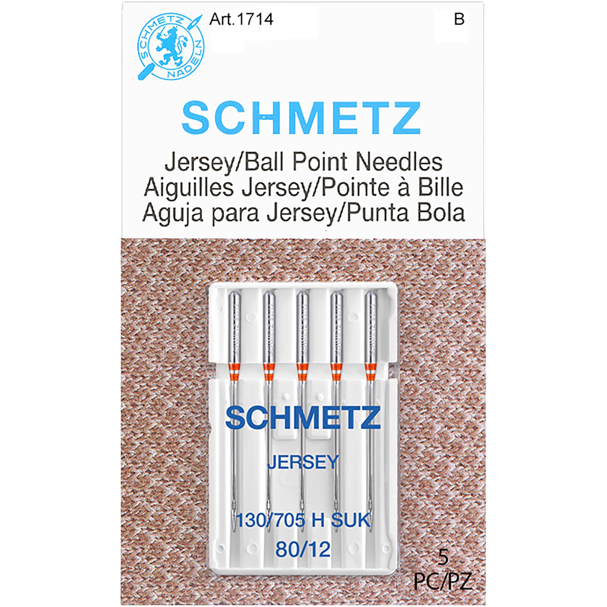 Schmetz 1714C Ball Point Jersey Machine Needles, Size 80/12, 5-Pack