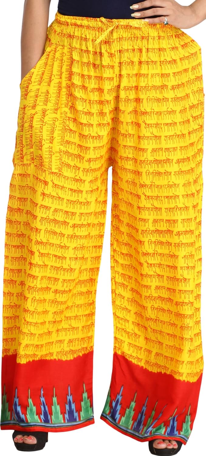 Exotic India Casual Yoga Trouser with Printed Mantras a