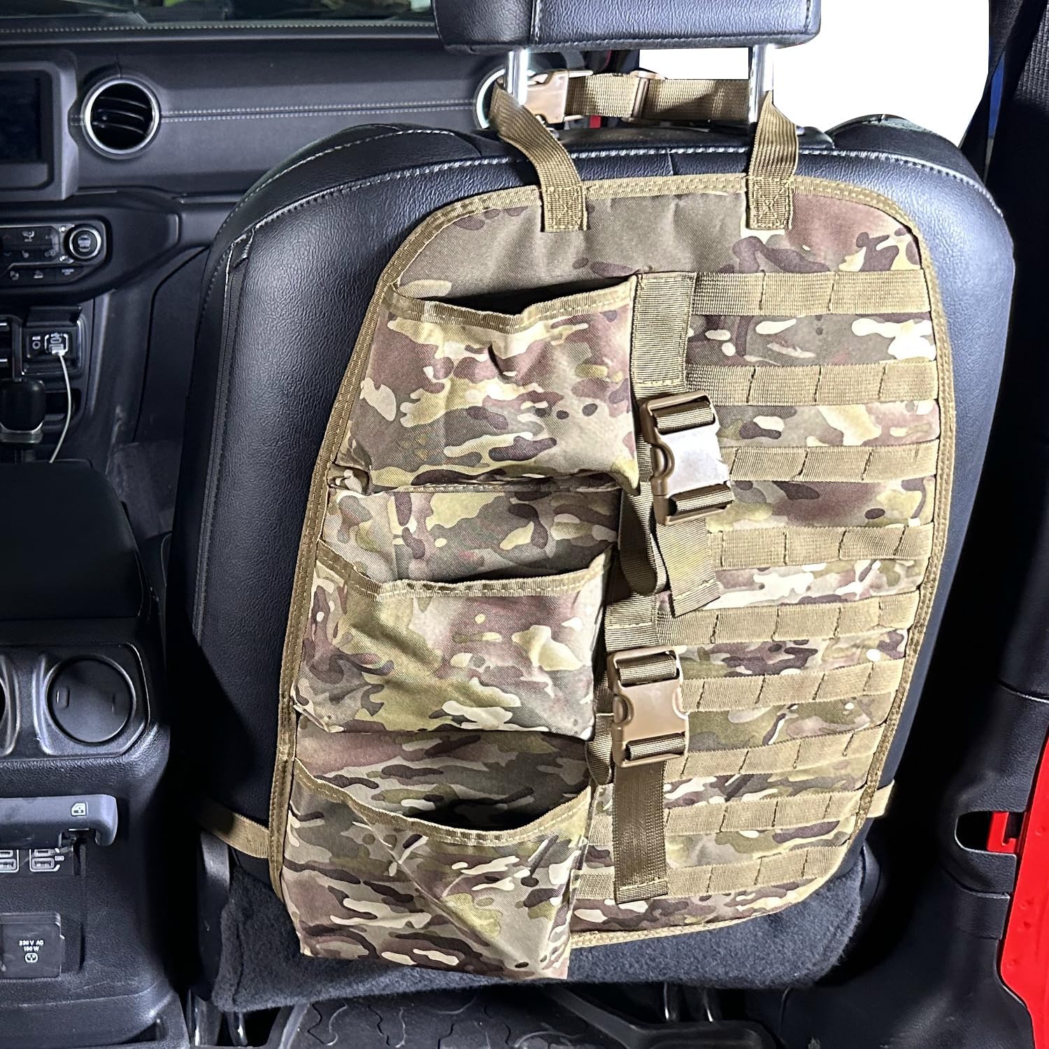SUNPIE 2 Pcs Seat Back Truck Gun Rack,Automotive Gun Racks with Molle Panel Universal Seatback Storage Pockets Tactical Car Seat Back Organizer for Hunting Accessories Storage,Camouflage