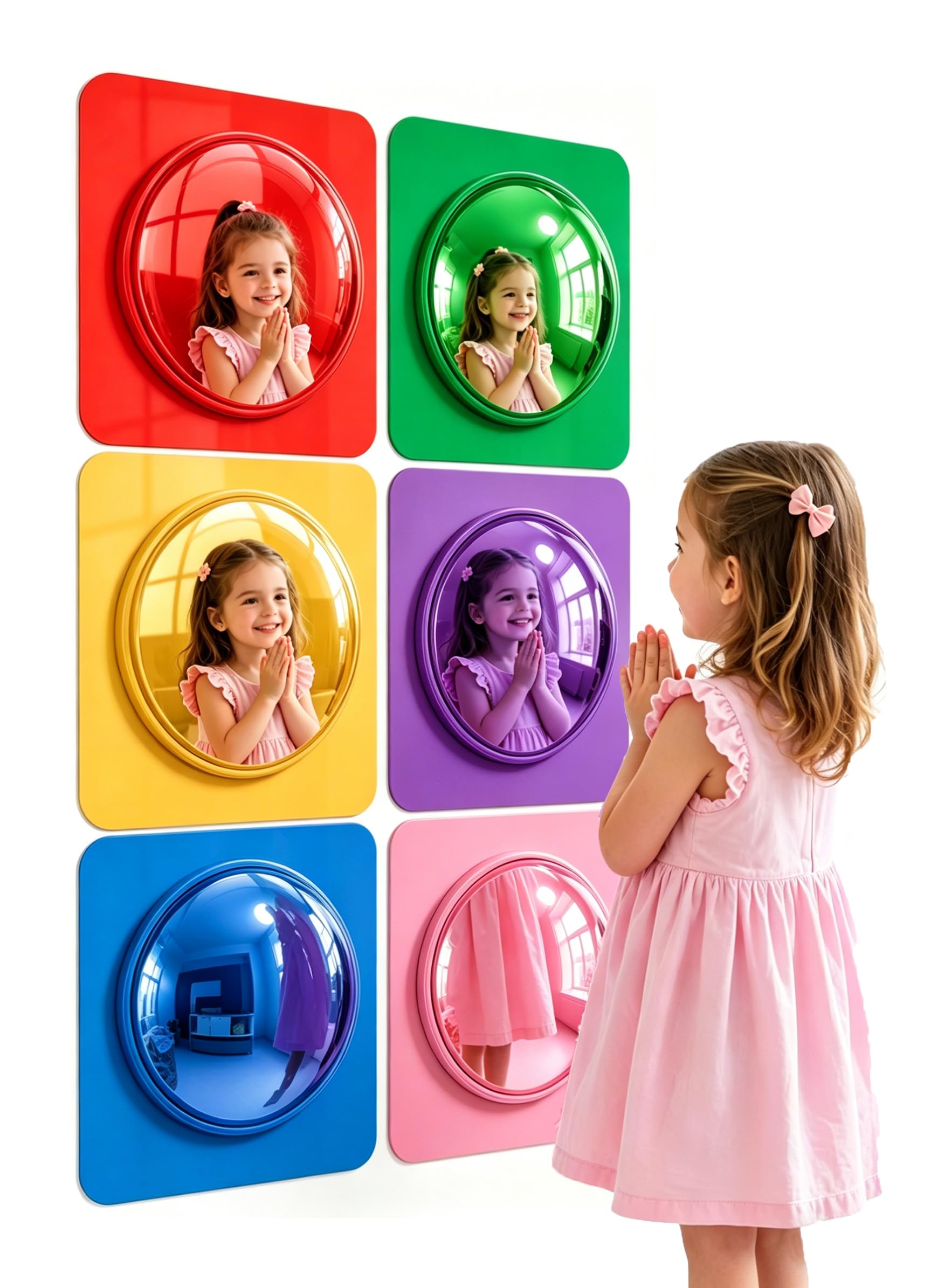 SZSMART 6 Pack Bubble Convex Mirror Panel Autism Sensory Equipment Sensory Toys for Autism Sensory Room Equipment Sensory Mirror Acrylic Sensory Wall Panel for Calming Corner Items (16x16cm 6PCS)